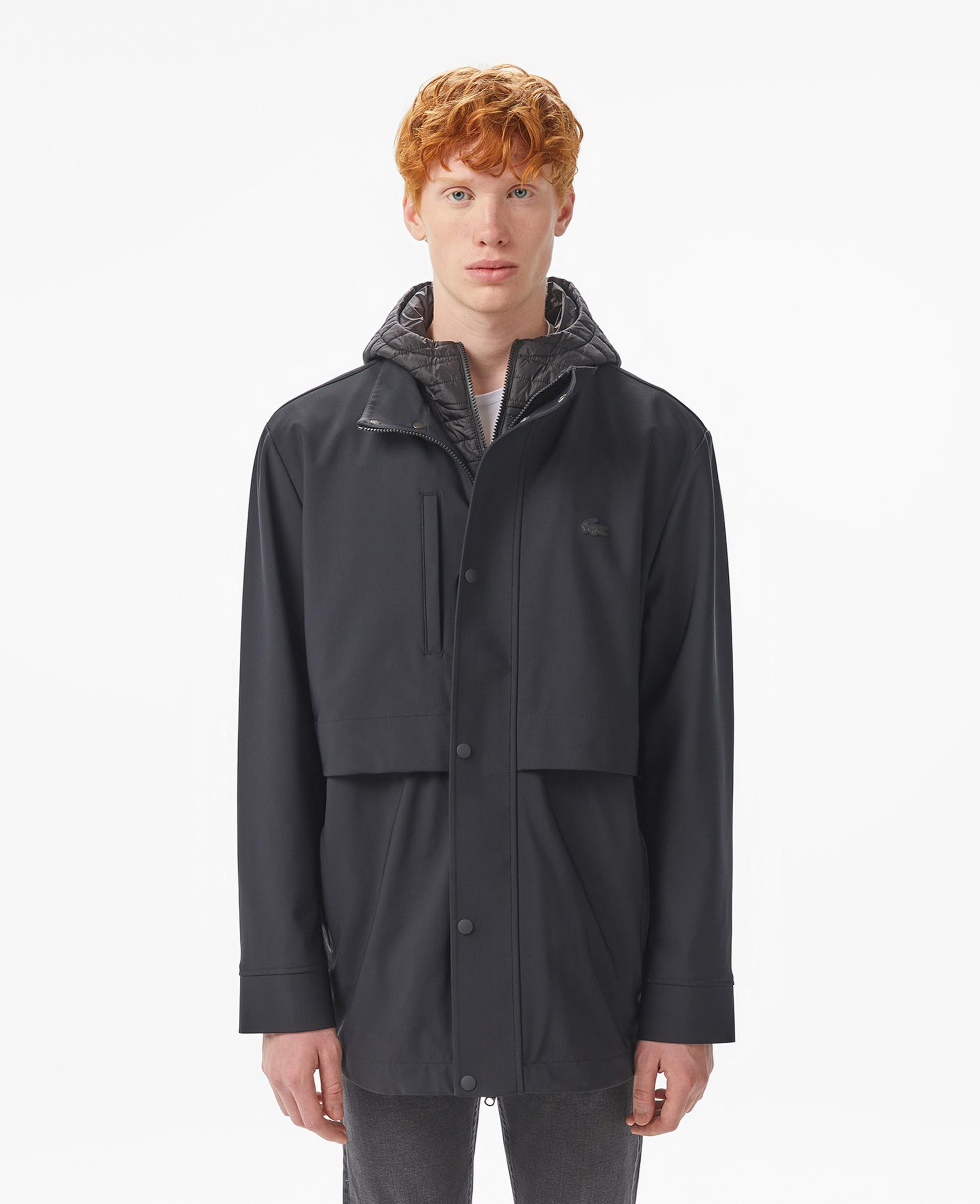 Lacoste Erkek Kapüşonlu Siyah Trençkot