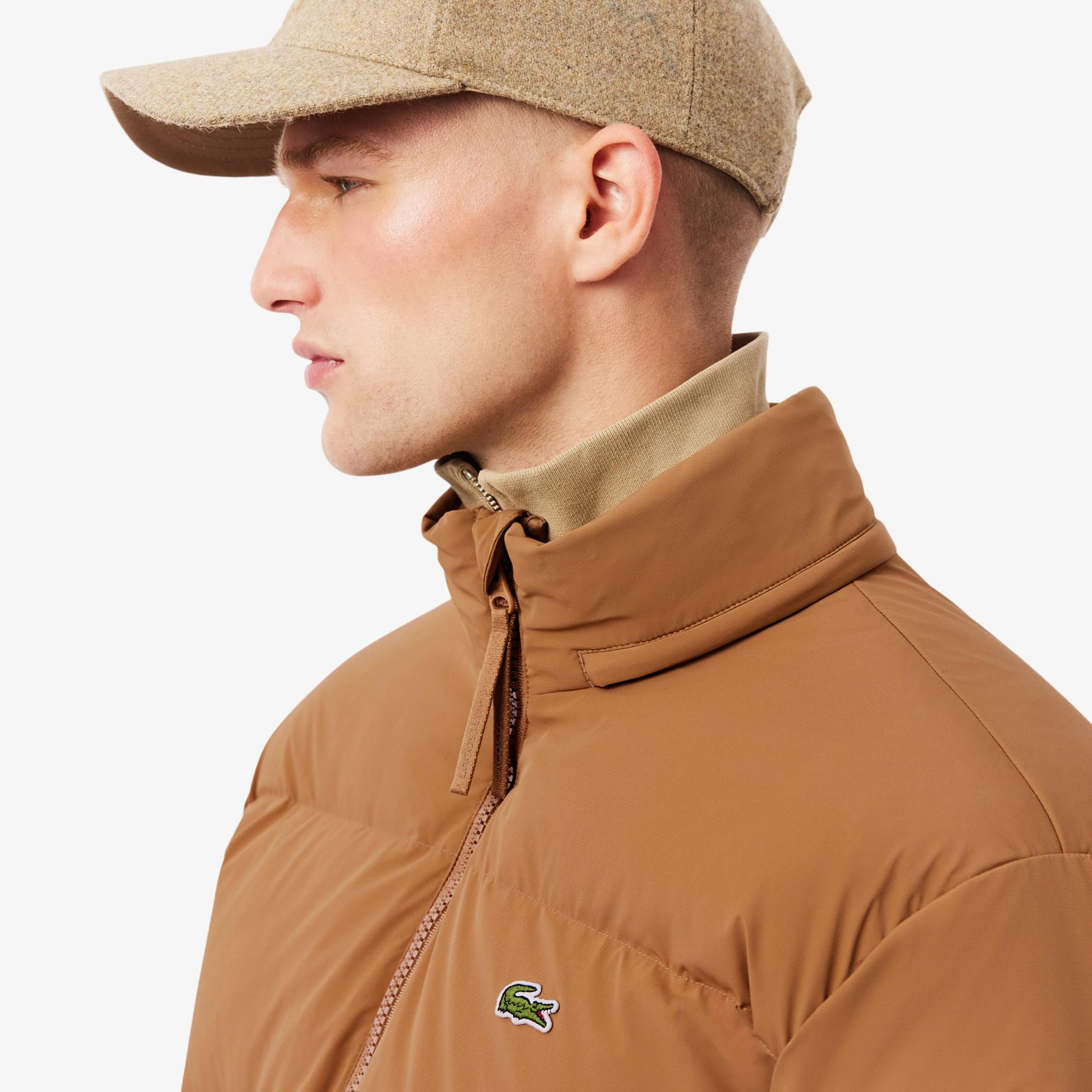 Lacoste Erkek Relaxed Fit Kapüşonlu Koyu Kahverengi Mont