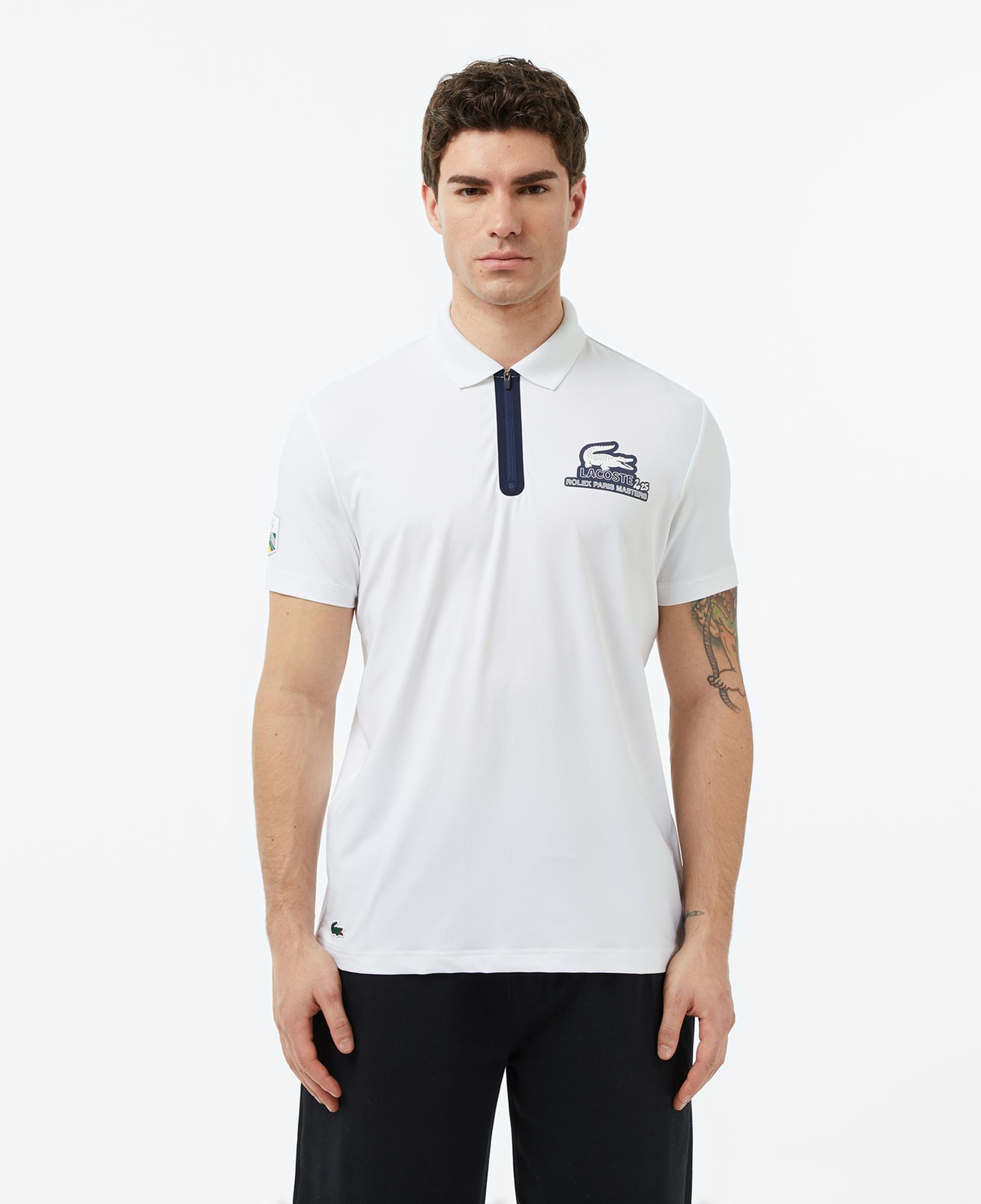 Lacoste Rolex Paris Masters Erkek Regular Fit Baskılı Beyaz Polo