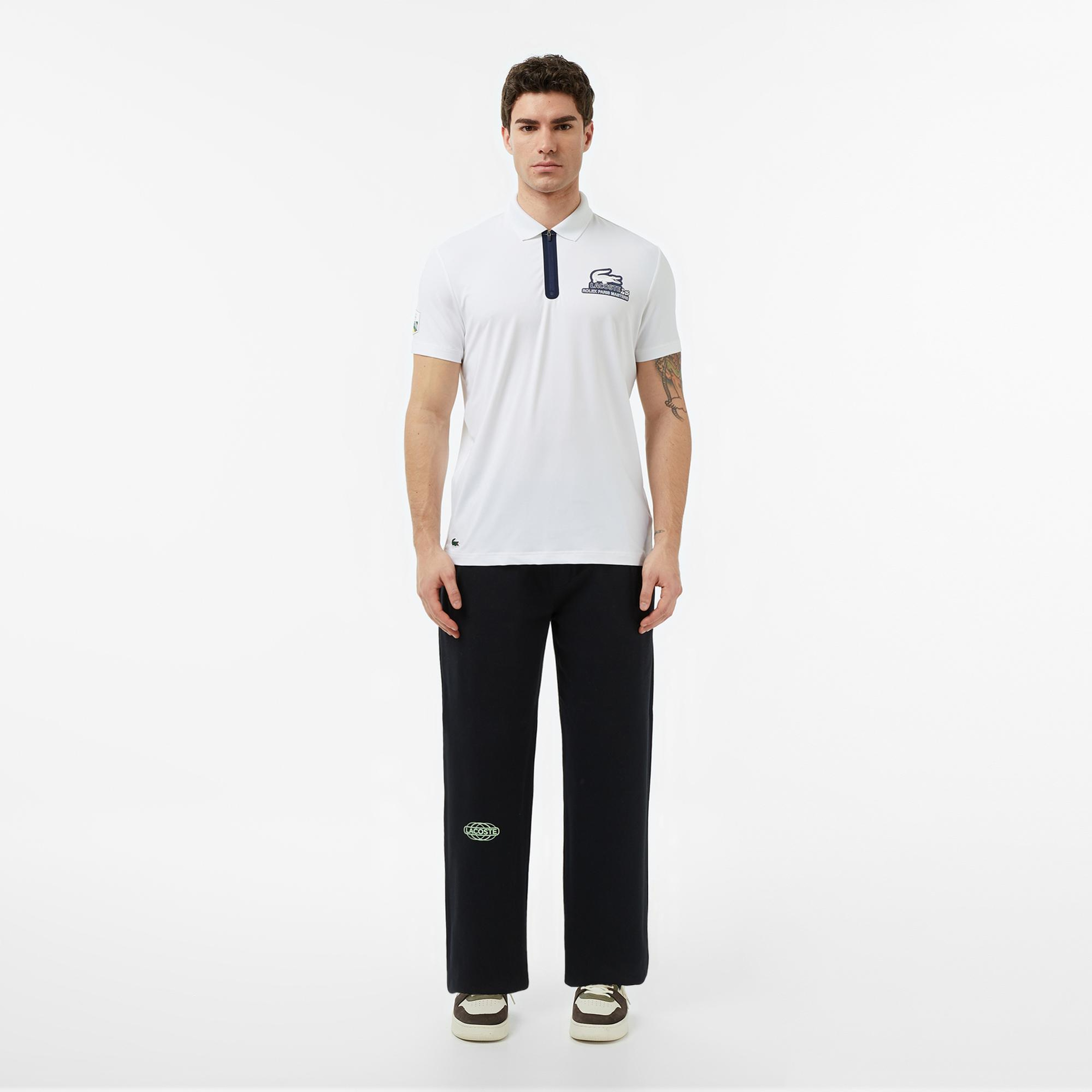 Lacoste Rolex Paris Masters Erkek Regular Fit Baskılı Beyaz Polo