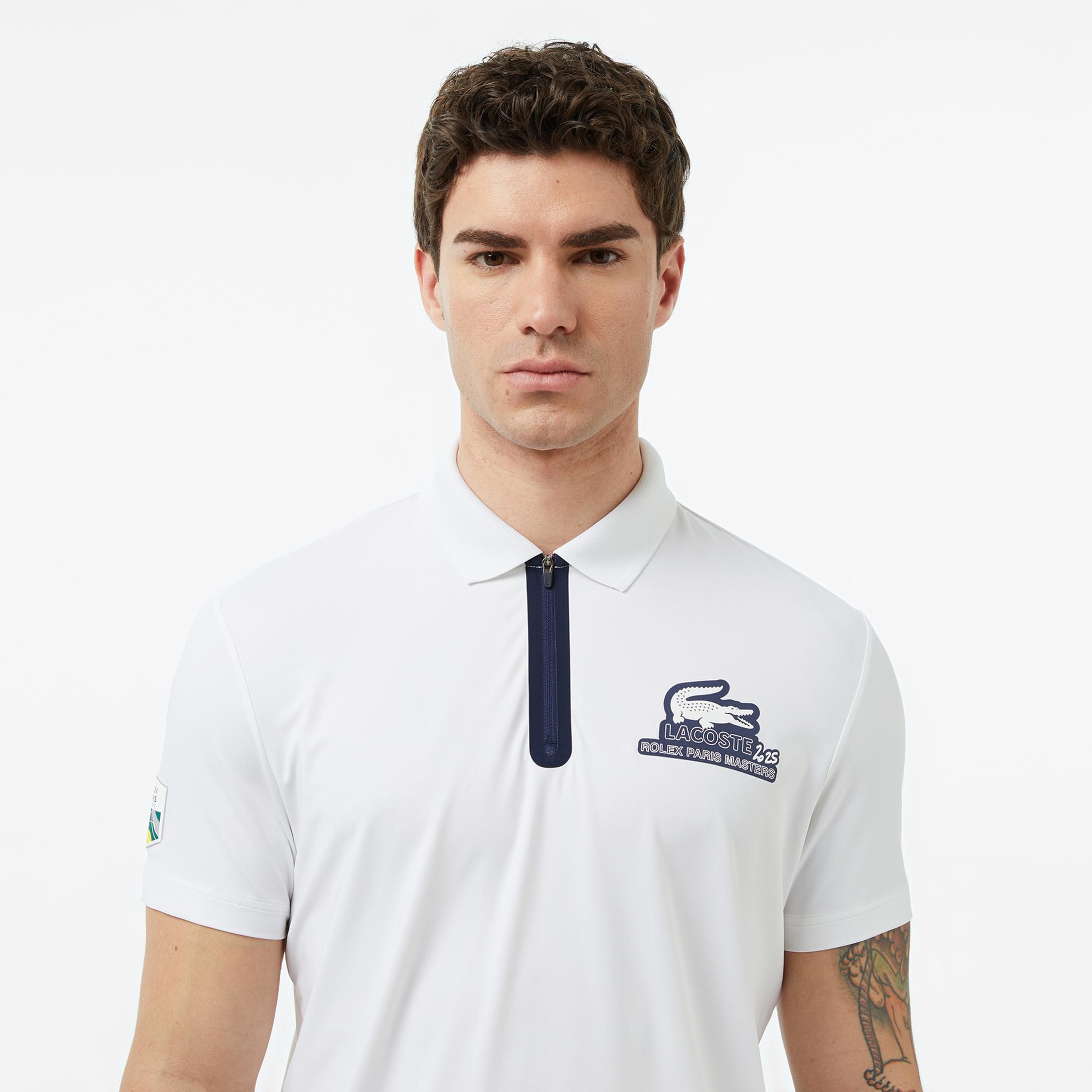 Lacoste Rolex Paris Masters Erkek Regular Fit Baskılı Beyaz Polo