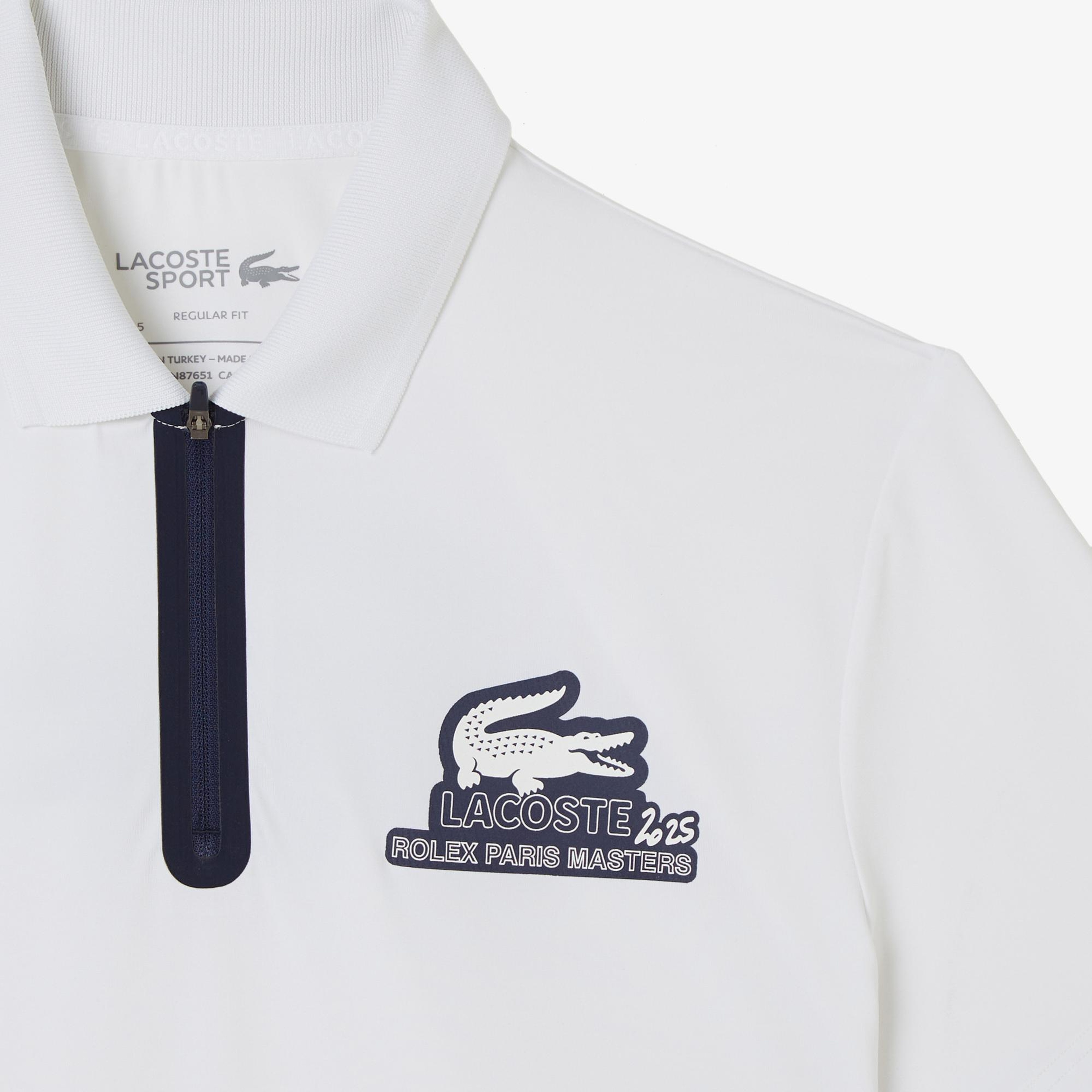 Lacoste Rolex Paris Masters Erkek Regular Fit Baskılı Beyaz Polo