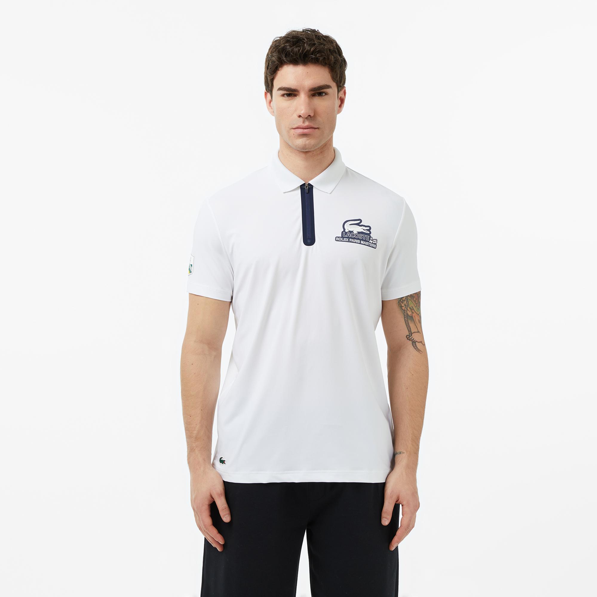 Lacoste Rolex Paris Masters Erkek Regular Fit Baskılı Beyaz Polo