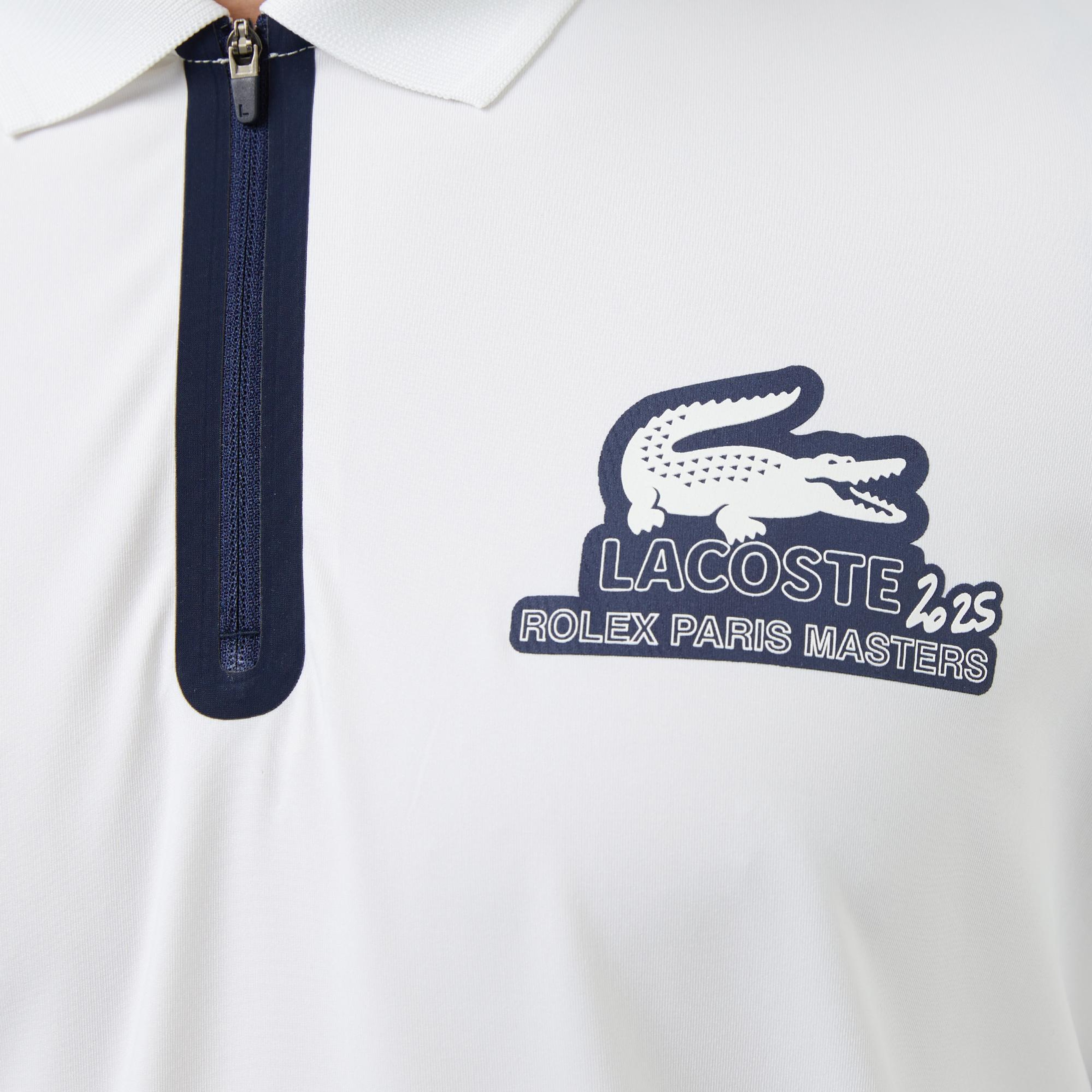 Lacoste Rolex Paris Masters Erkek Regular Fit Baskılı Beyaz Polo