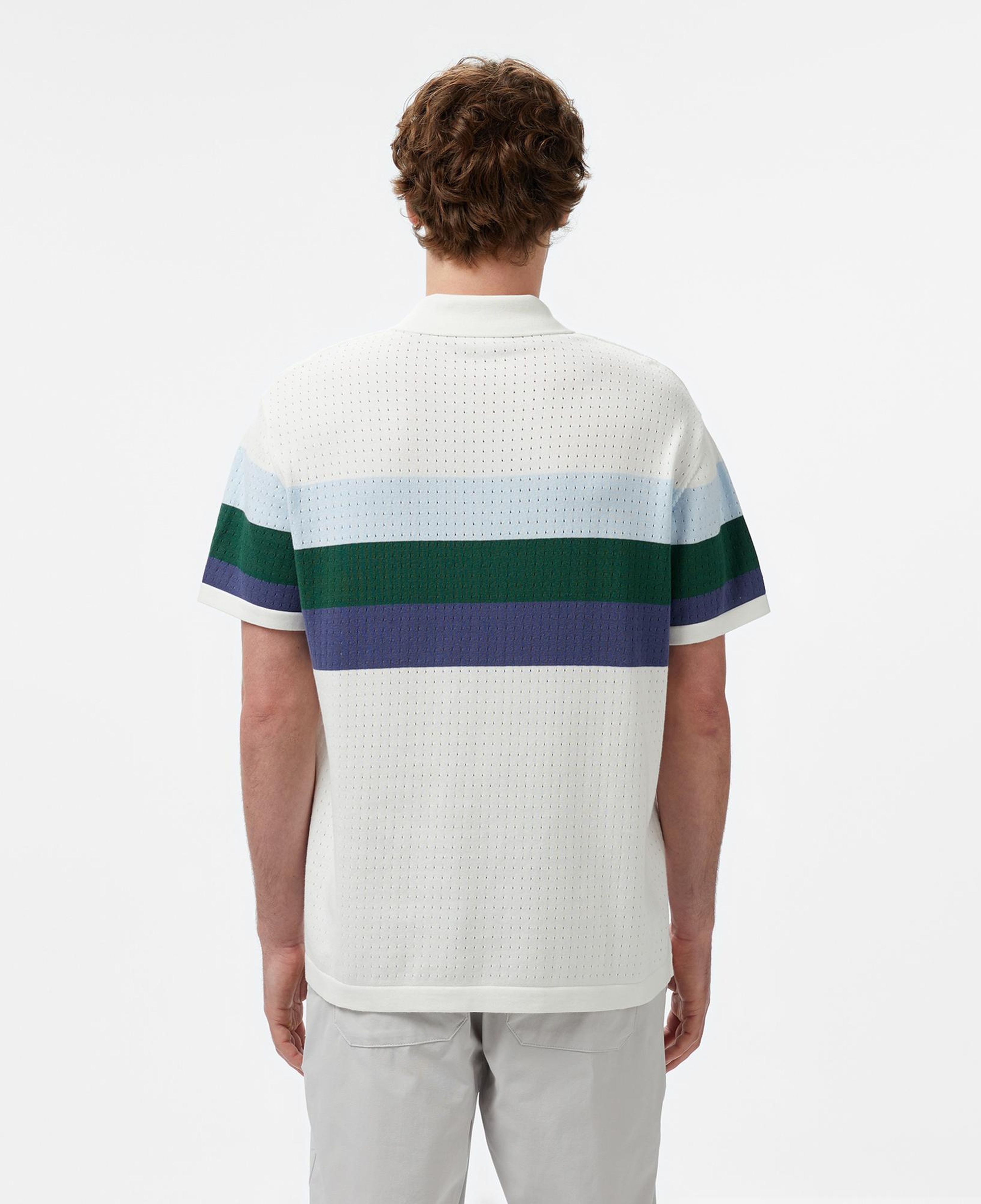 Lacoste Erkek Kısa Kollu Polo Yaka Çizgili Beyaz Triko