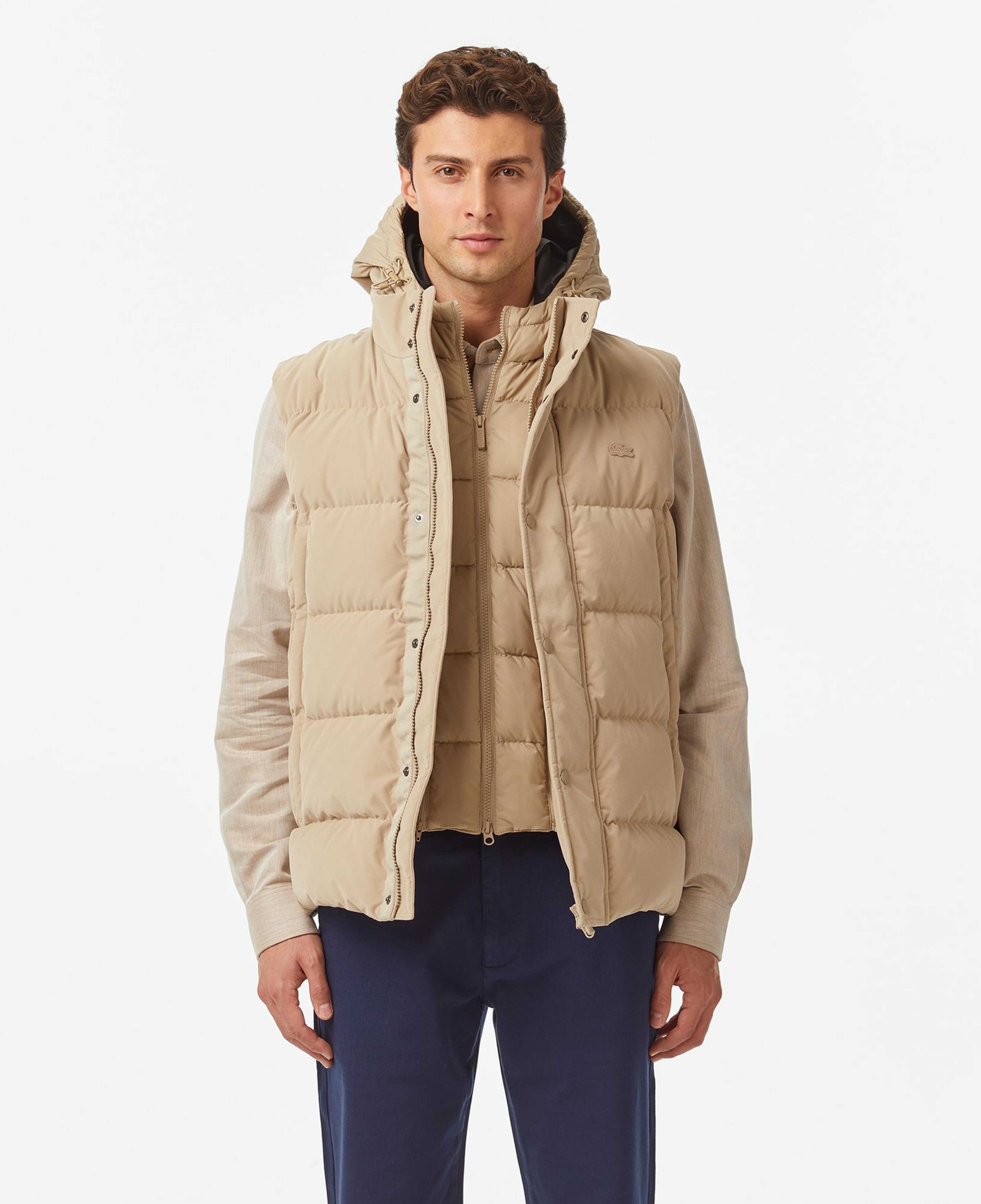 Lacoste Erkek Kapüşonlu Açık Kahverengi Yelek