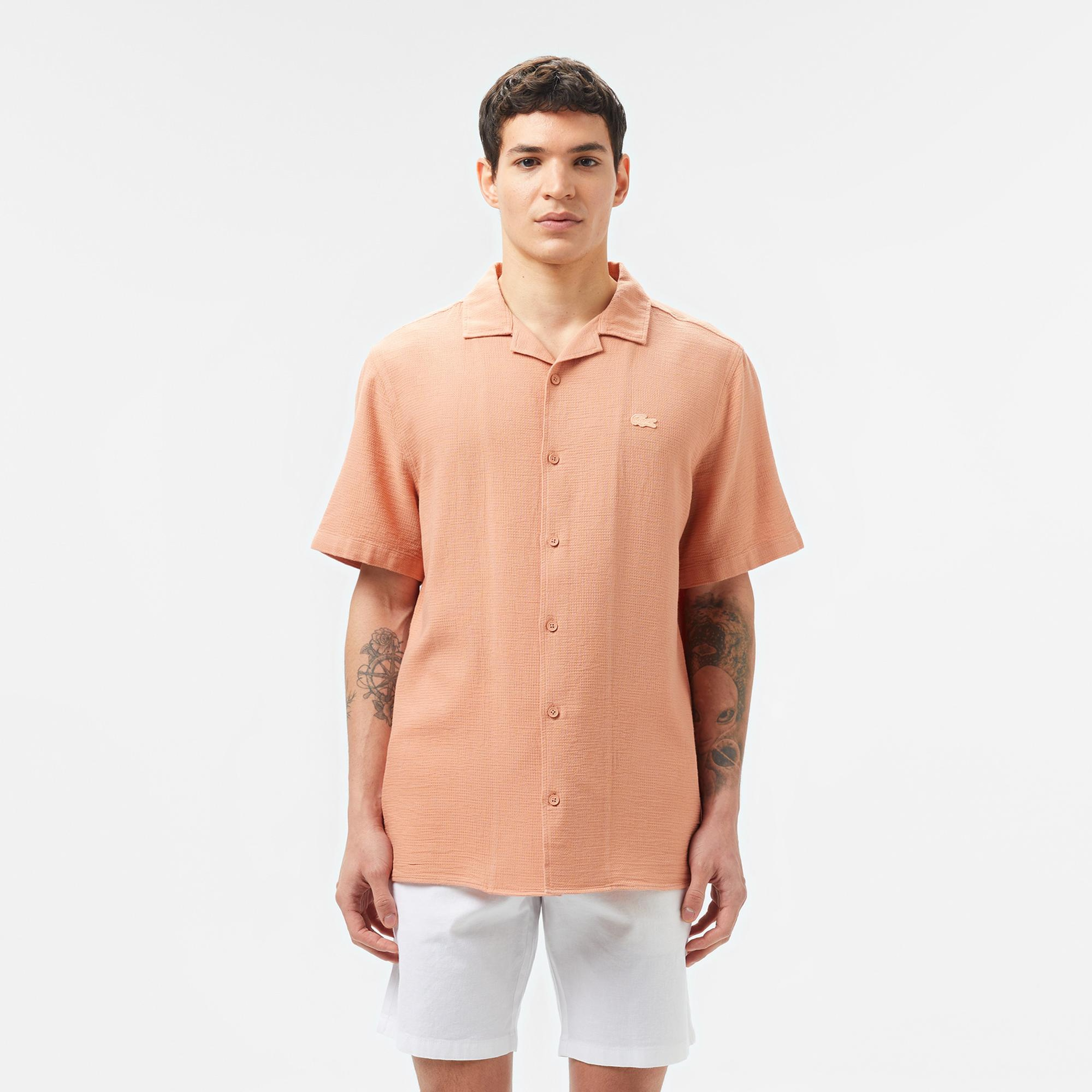 Lacoste Erkek Regular Fit Kısa Kollu Pembe Gömlek