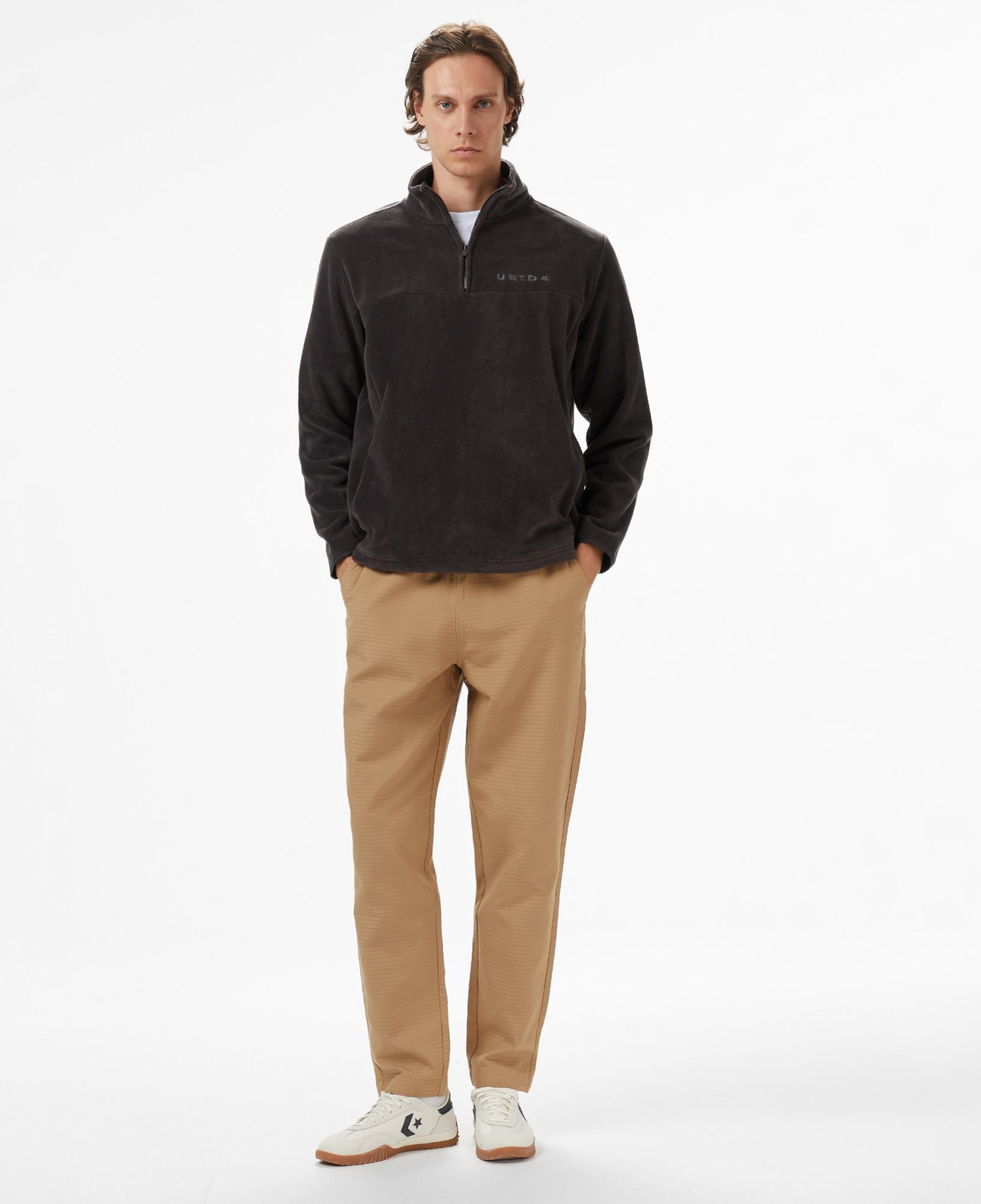 UNITED4 Erkek Gri Half Zip Sweatshirt