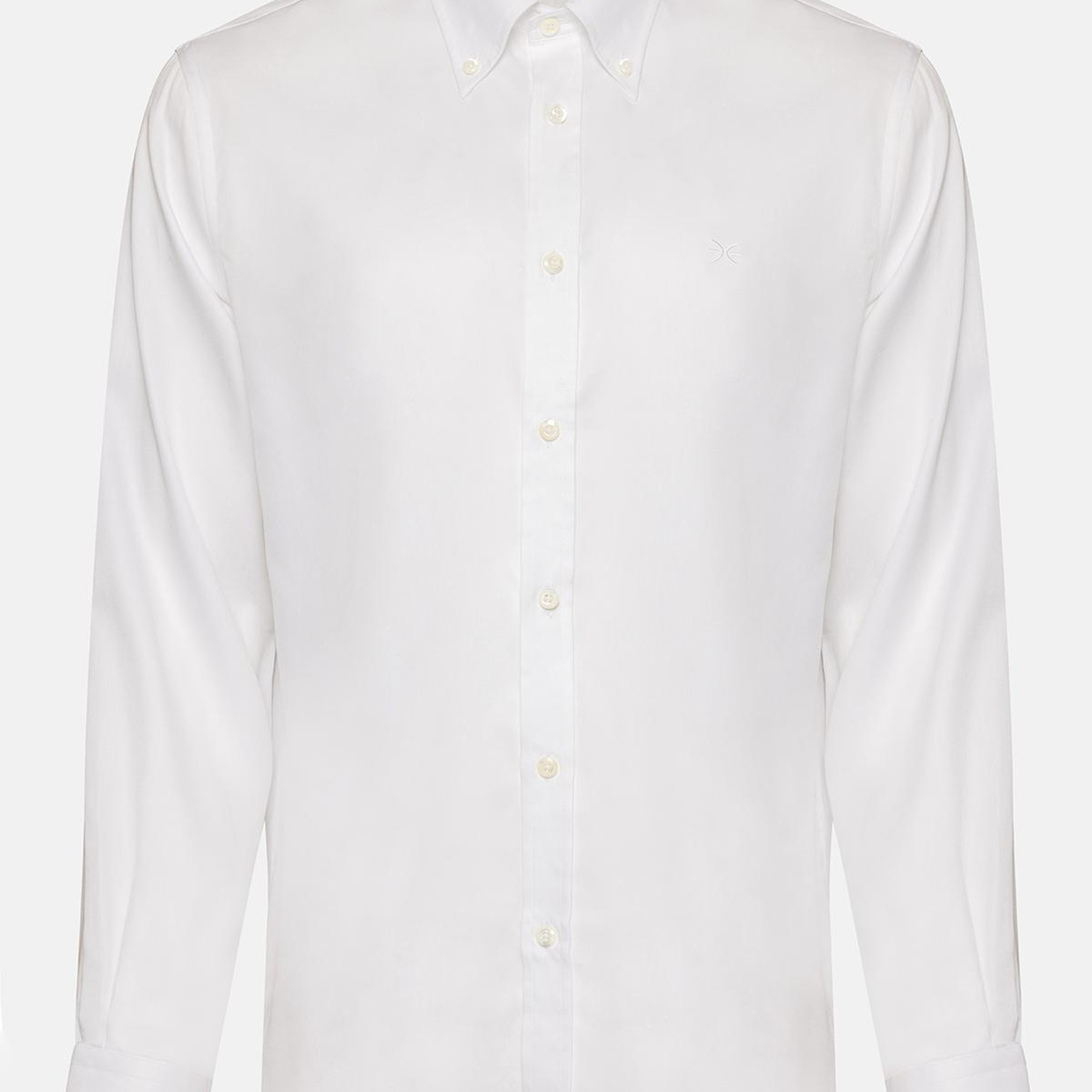 Erkek Beyaz Cooper Fit Düğmeli Yaka Klasik Gömlek