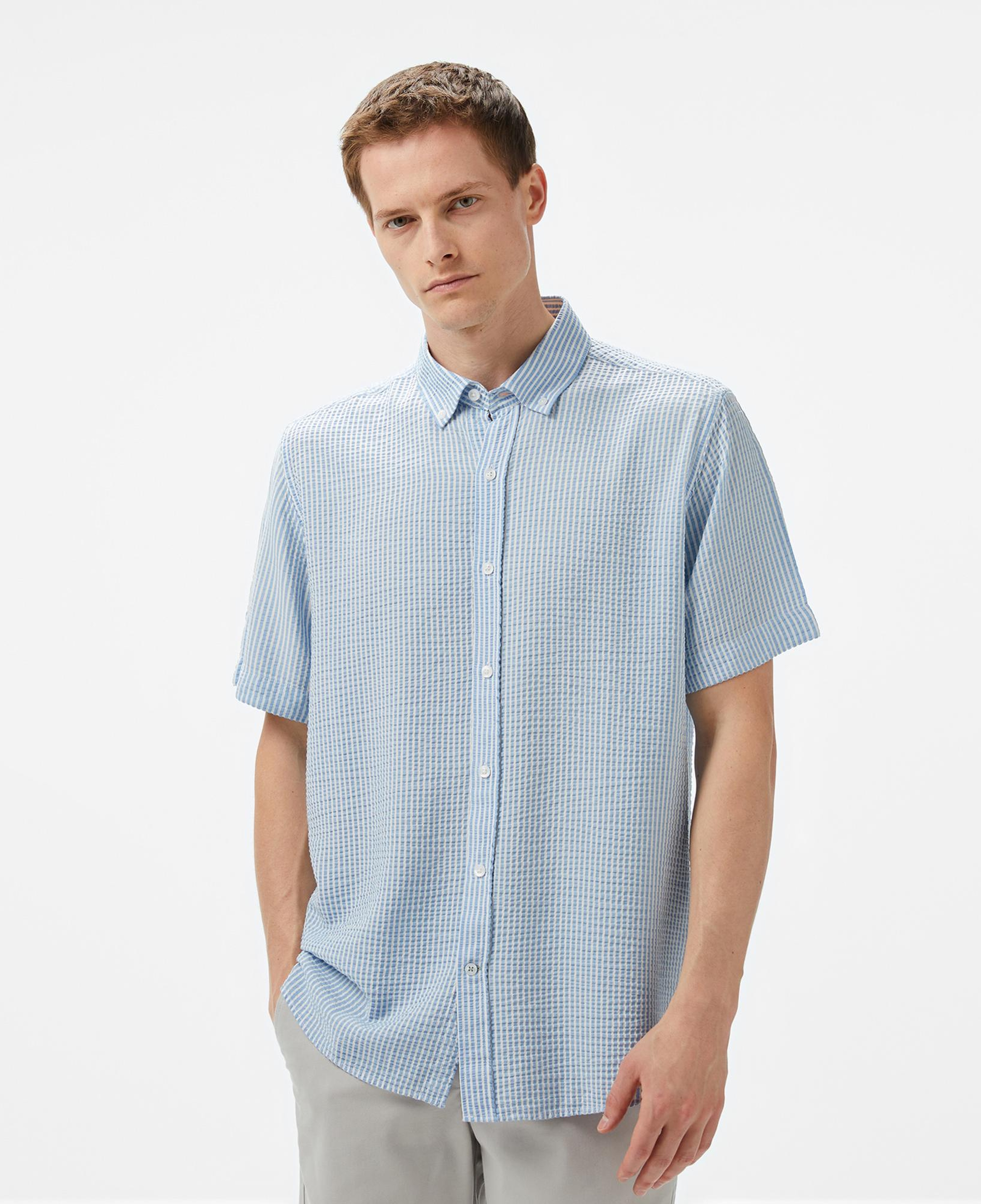 Nautica Erkek Mavi Classic Fit Çizgili Gömlek