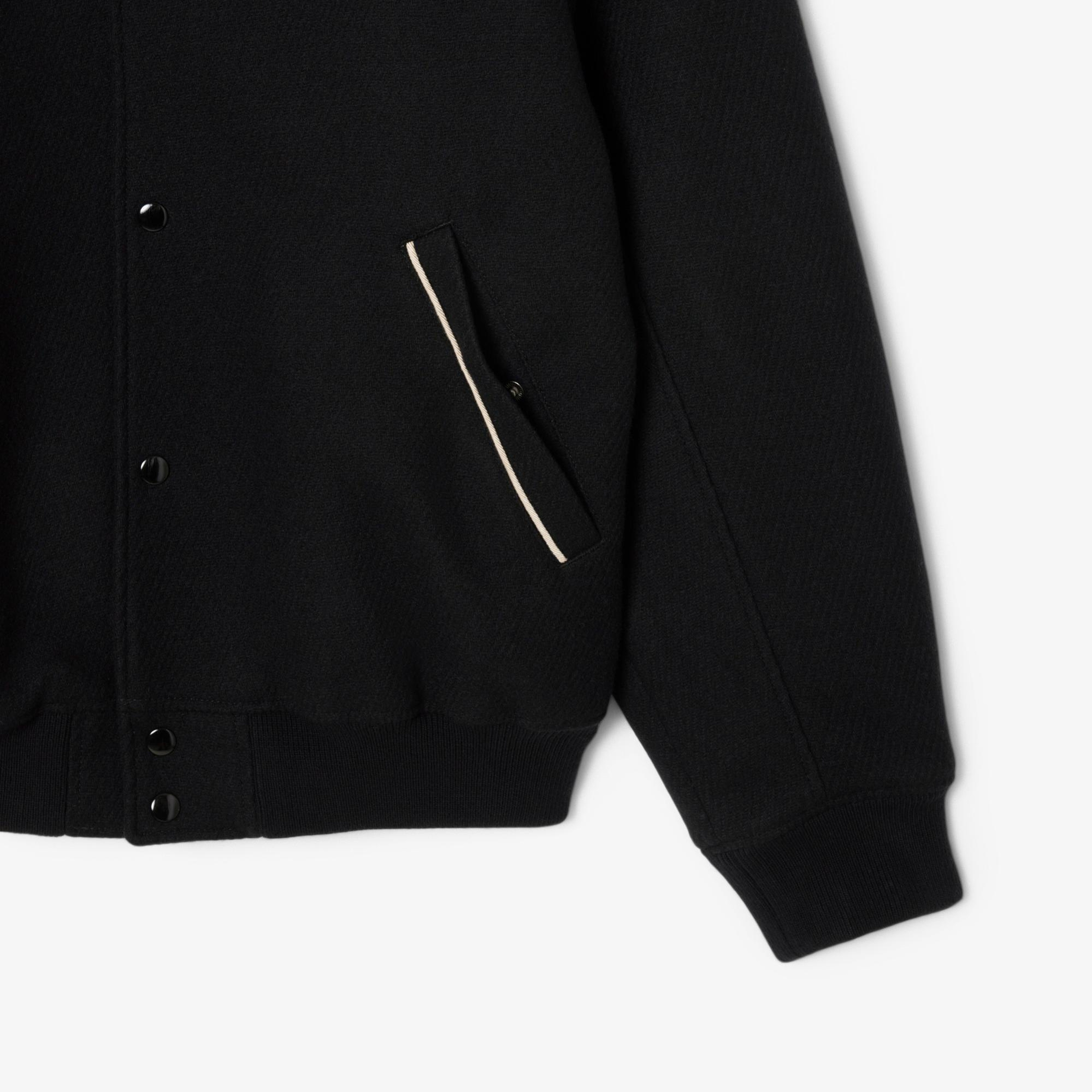 Lacoste Erkek Classic Fit Gömlek Yaka Baskılı Siyah Ceket