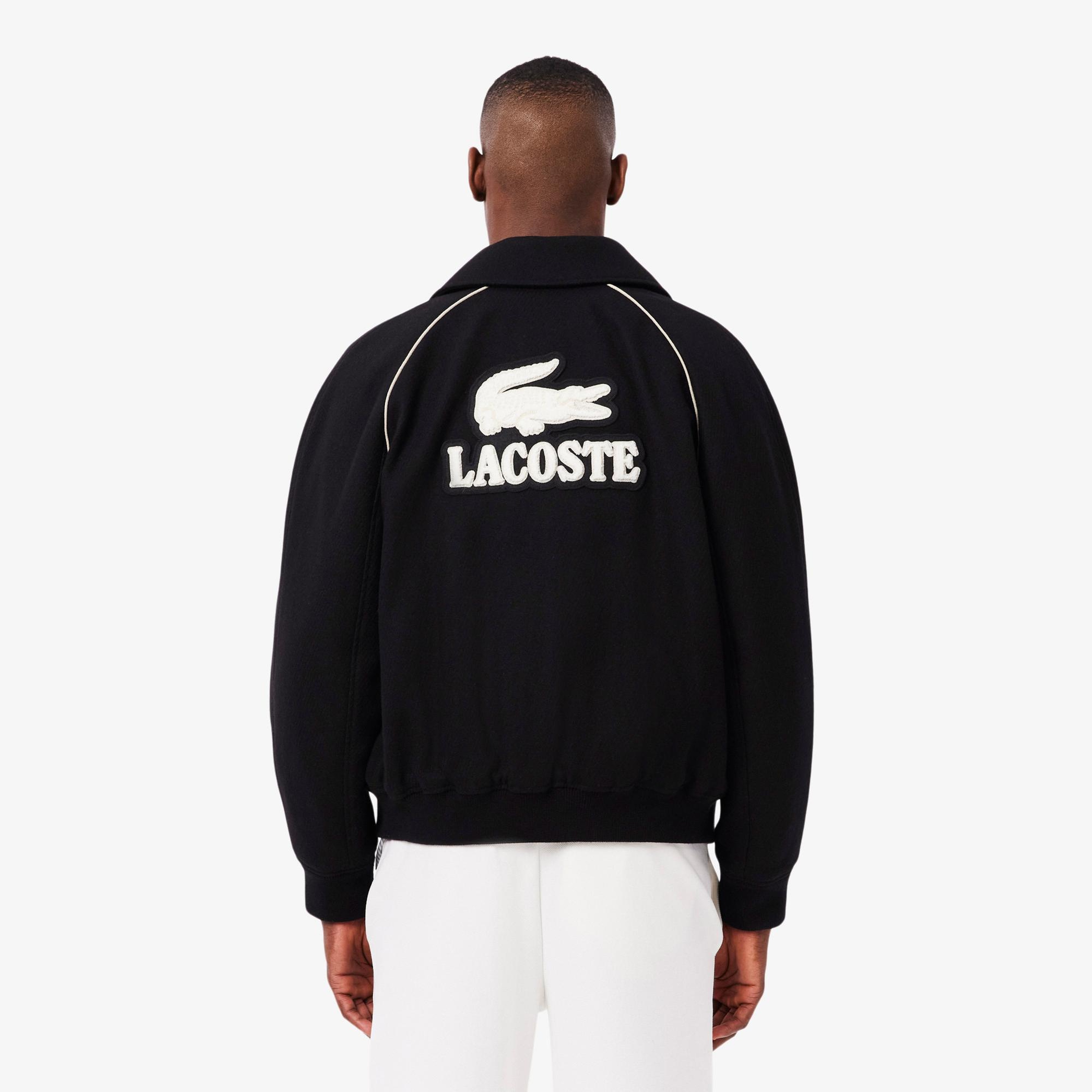 Lacoste Erkek Classic Fit Gömlek Yaka Baskılı Siyah Ceket