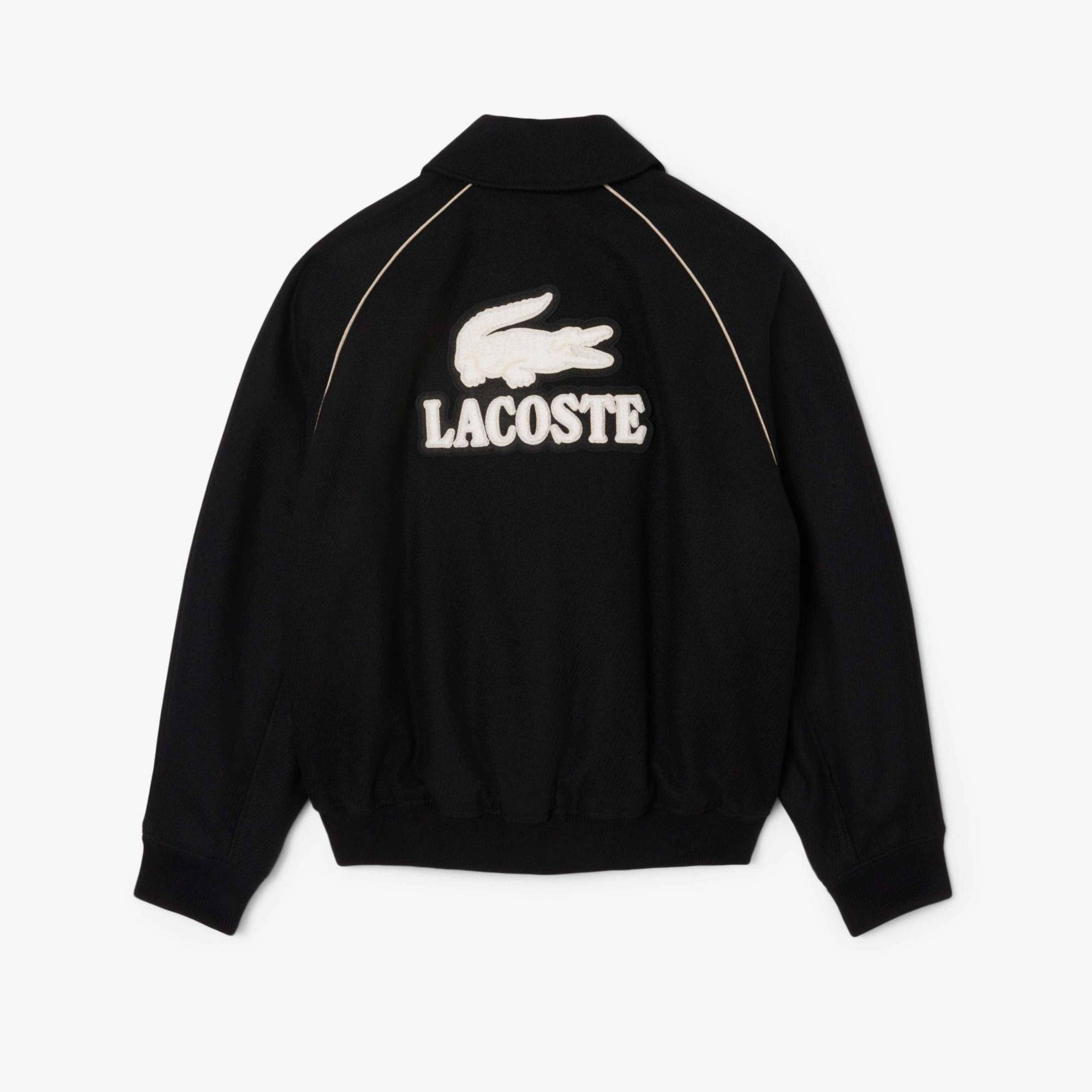 Lacoste Erkek Classic Fit Gömlek Yaka Baskılı Siyah Ceket