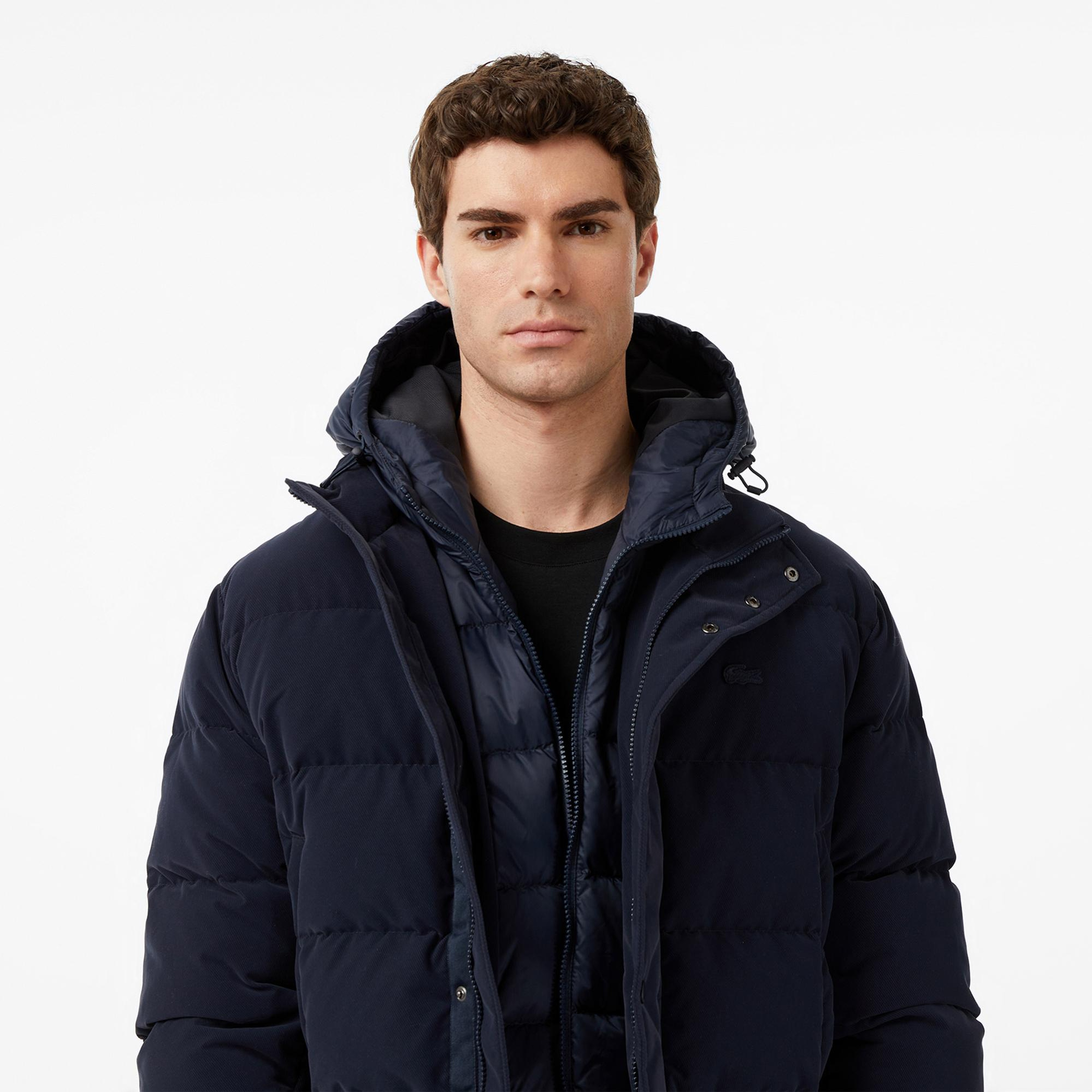 Lacoste Erkek Kapüşonlu Lacivert Mont