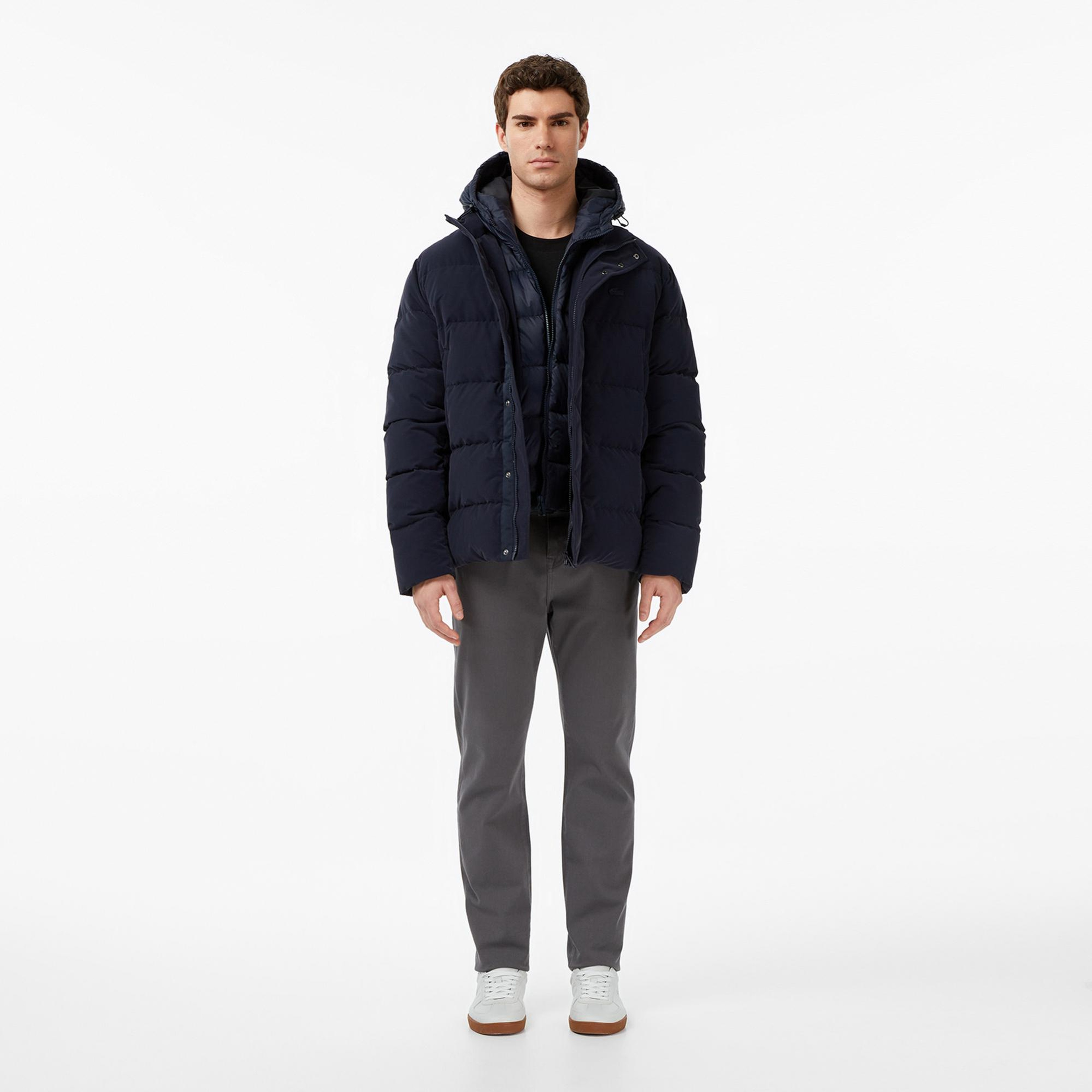 Lacoste Erkek Kapüşonlu Lacivert Mont