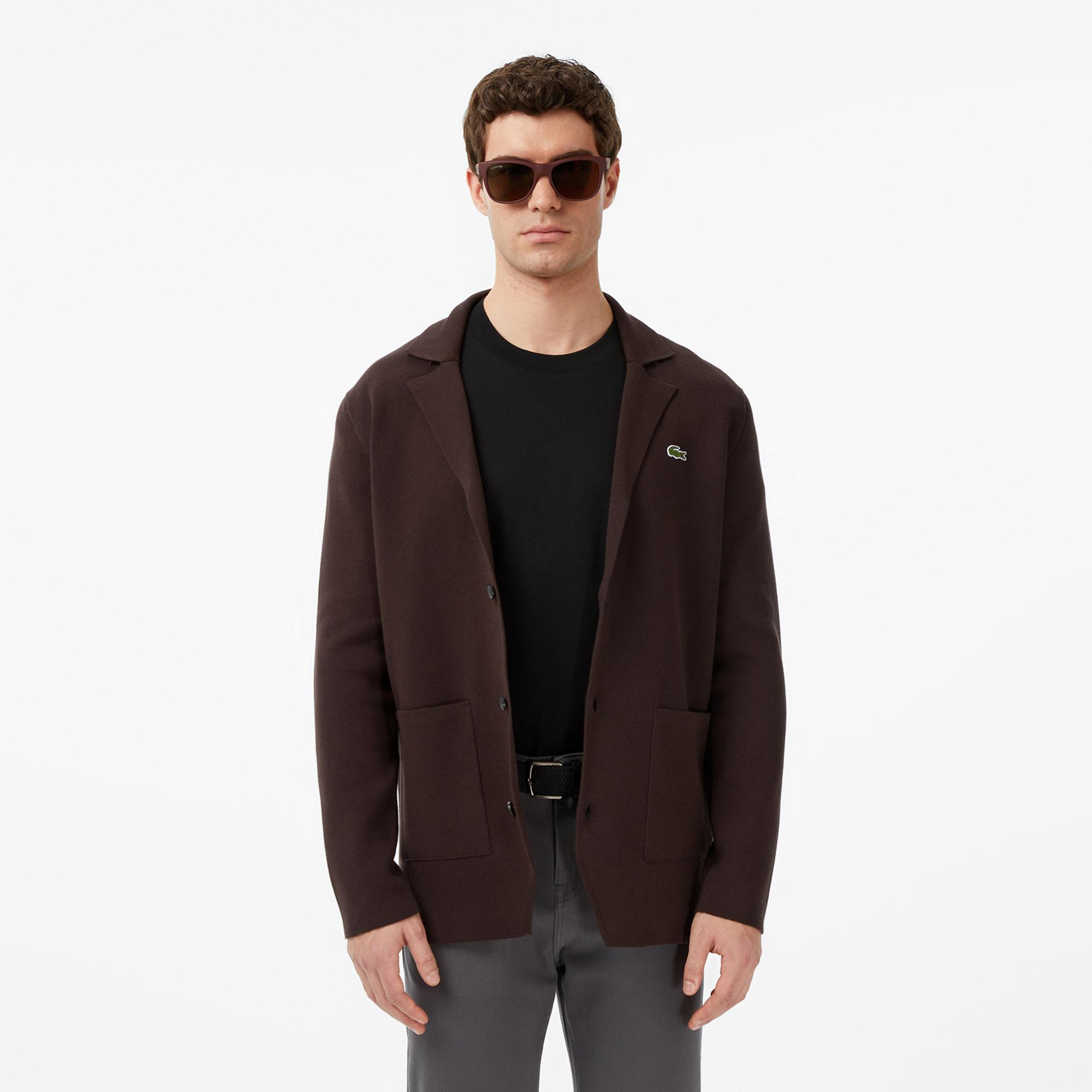 Lacoste Erkek Classic Fit V Yaka Kahverengi Hırka