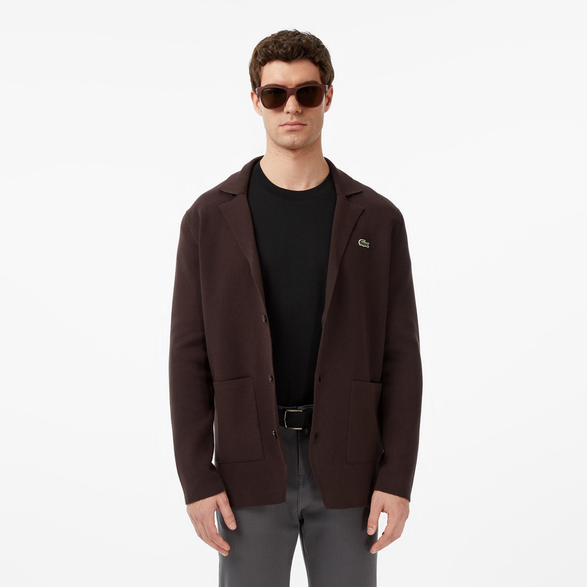 Lacoste Erkek Classic Fit V Yaka Kahverengi Hırka