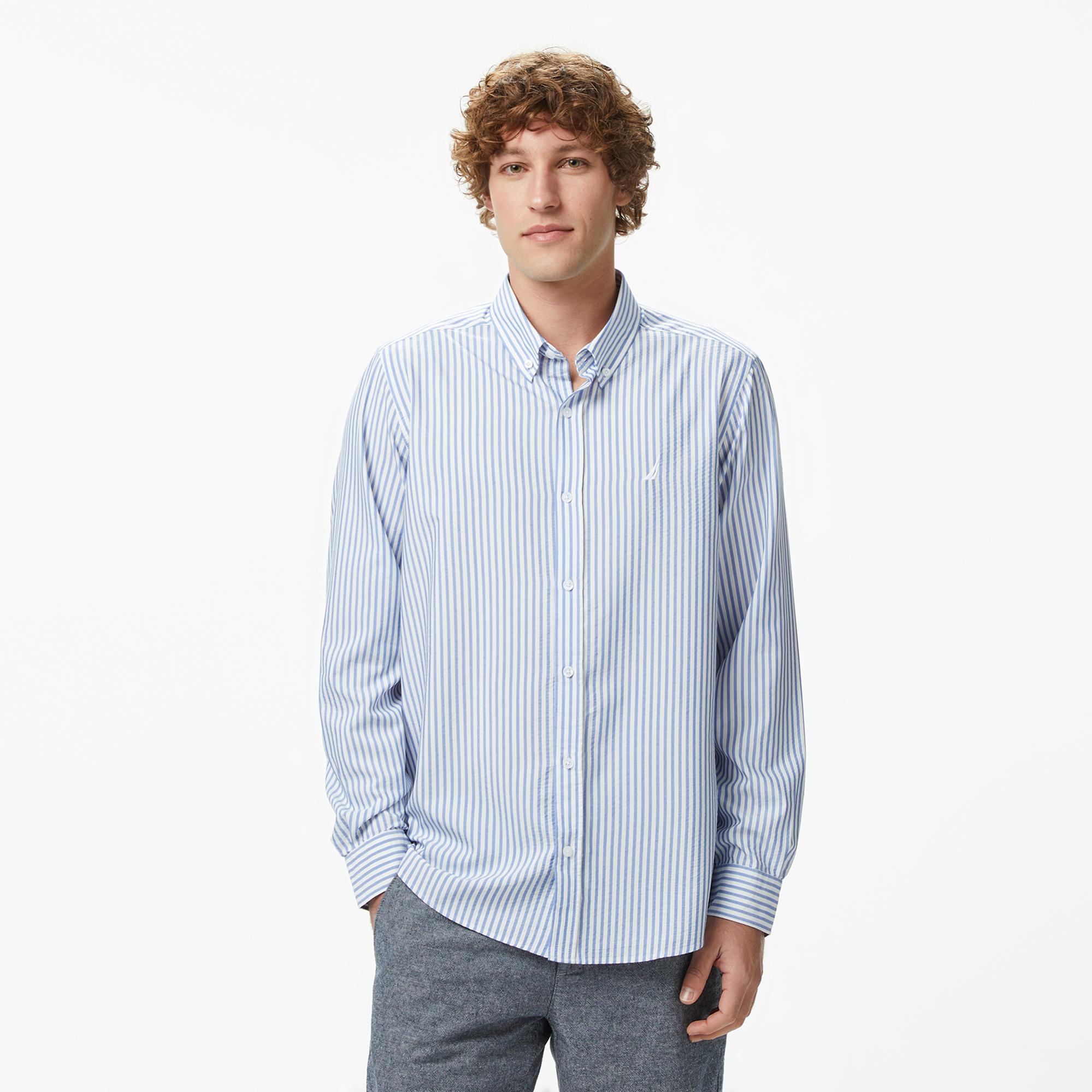 Nautica Erkek Mavi Regular Fit Çizgili Gömlek