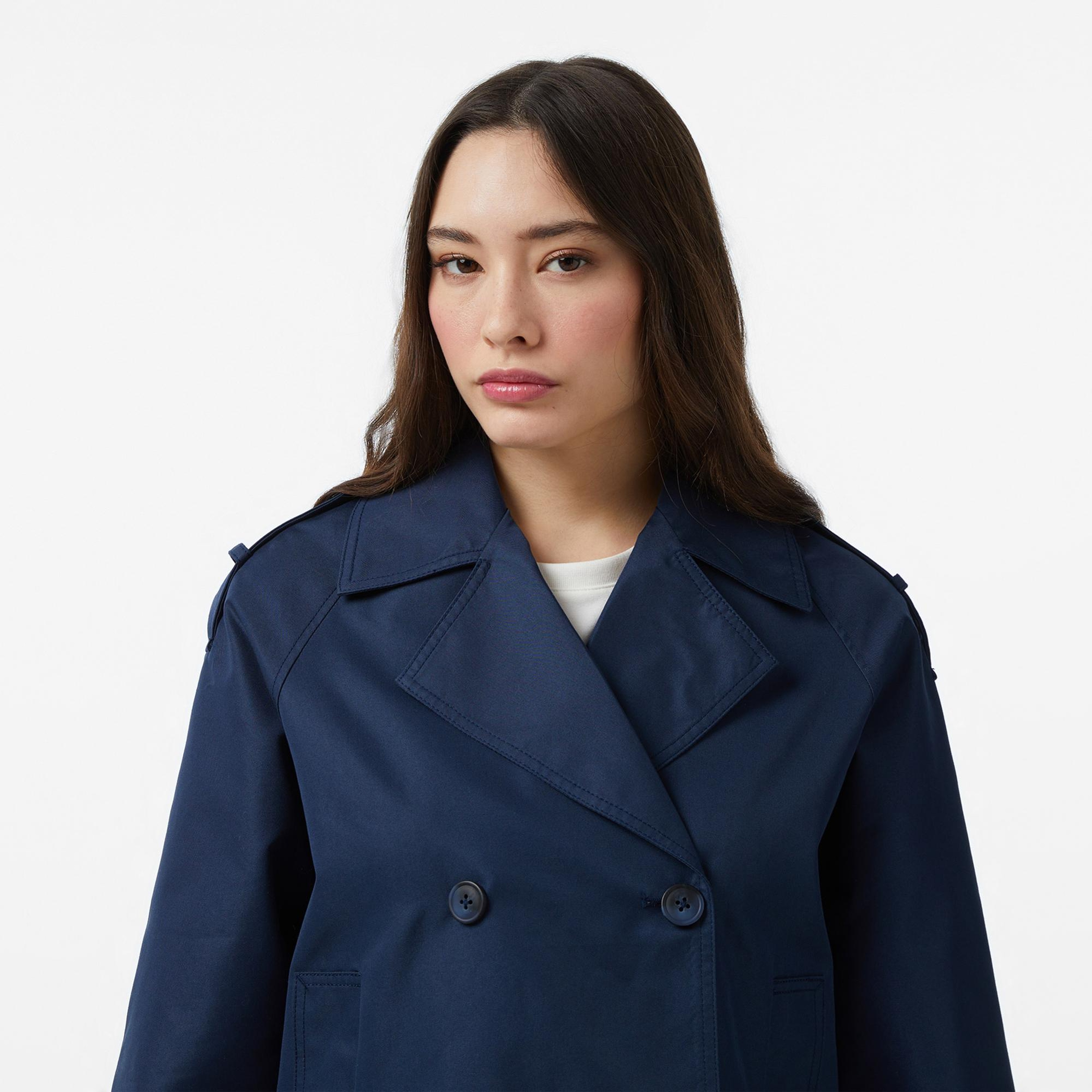 Nautica Kadın Lacivert Regular Fit Trençkot