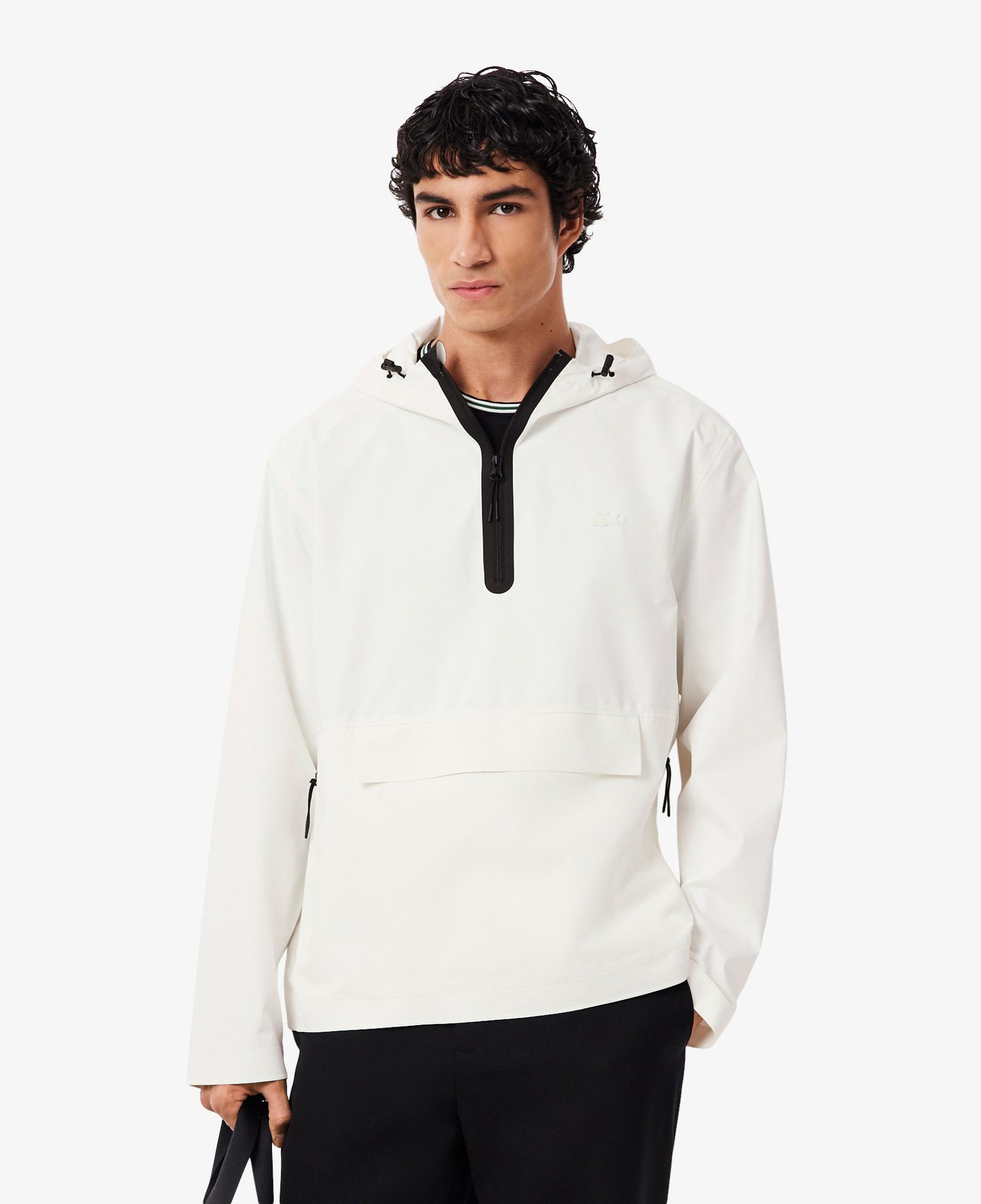 Lacoste Erkek Oversize Fit Kapüşonlu Beyaz Yağmurluk