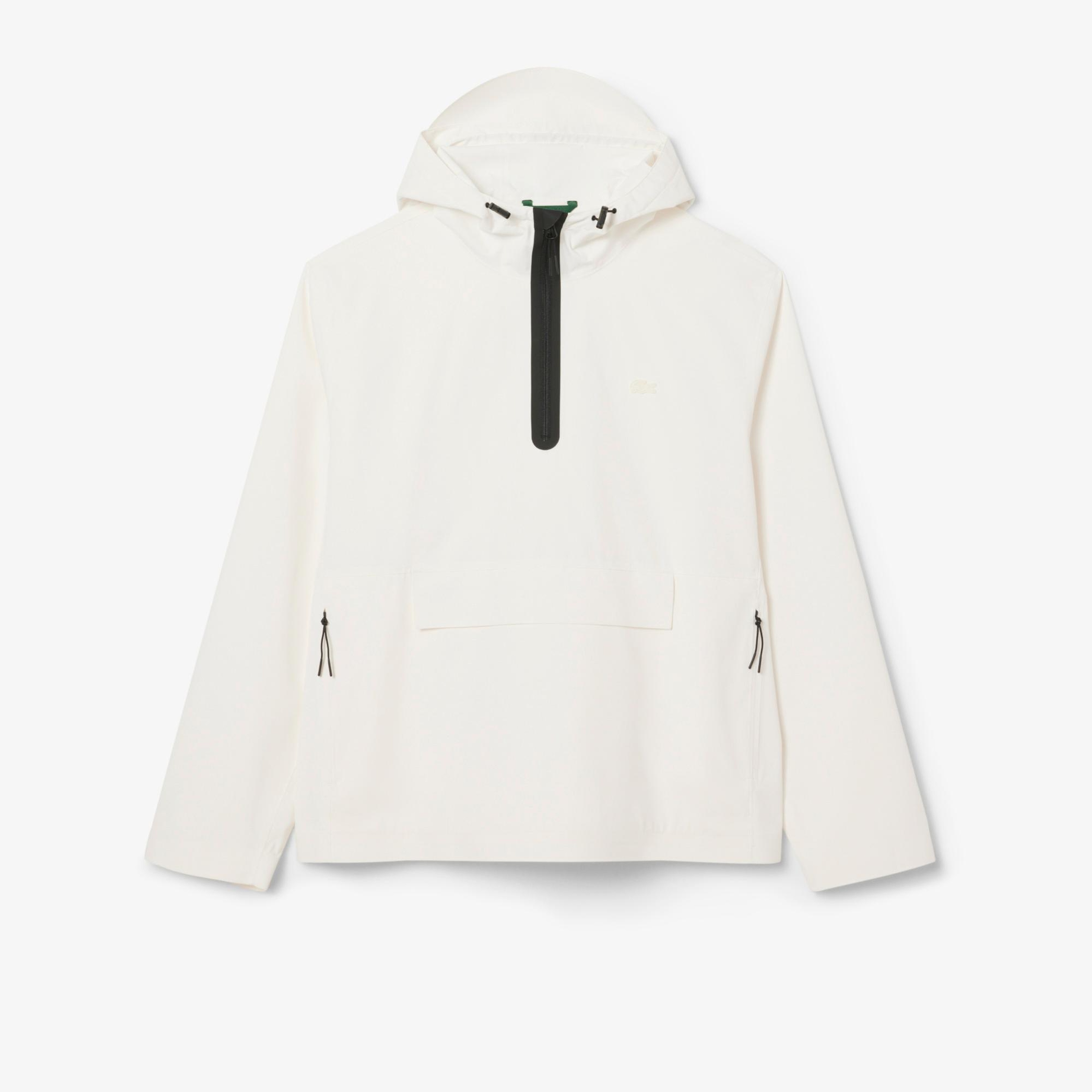 Lacoste Erkek Oversize Fit Kapüşonlu Beyaz Yağmurluk