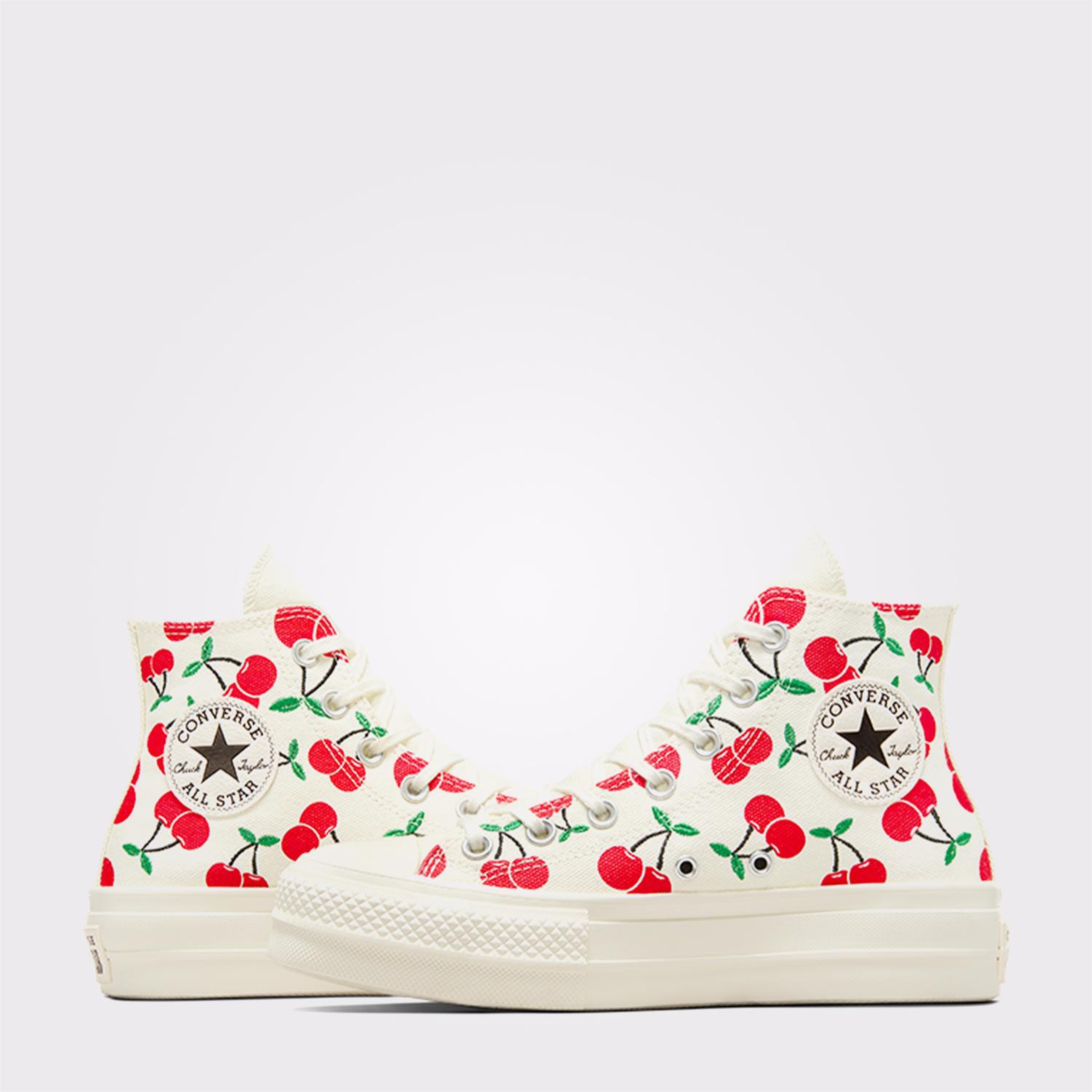 Converse Chuck Taylor All Star Lift Cherry Unisex Krem Platform Sneaker