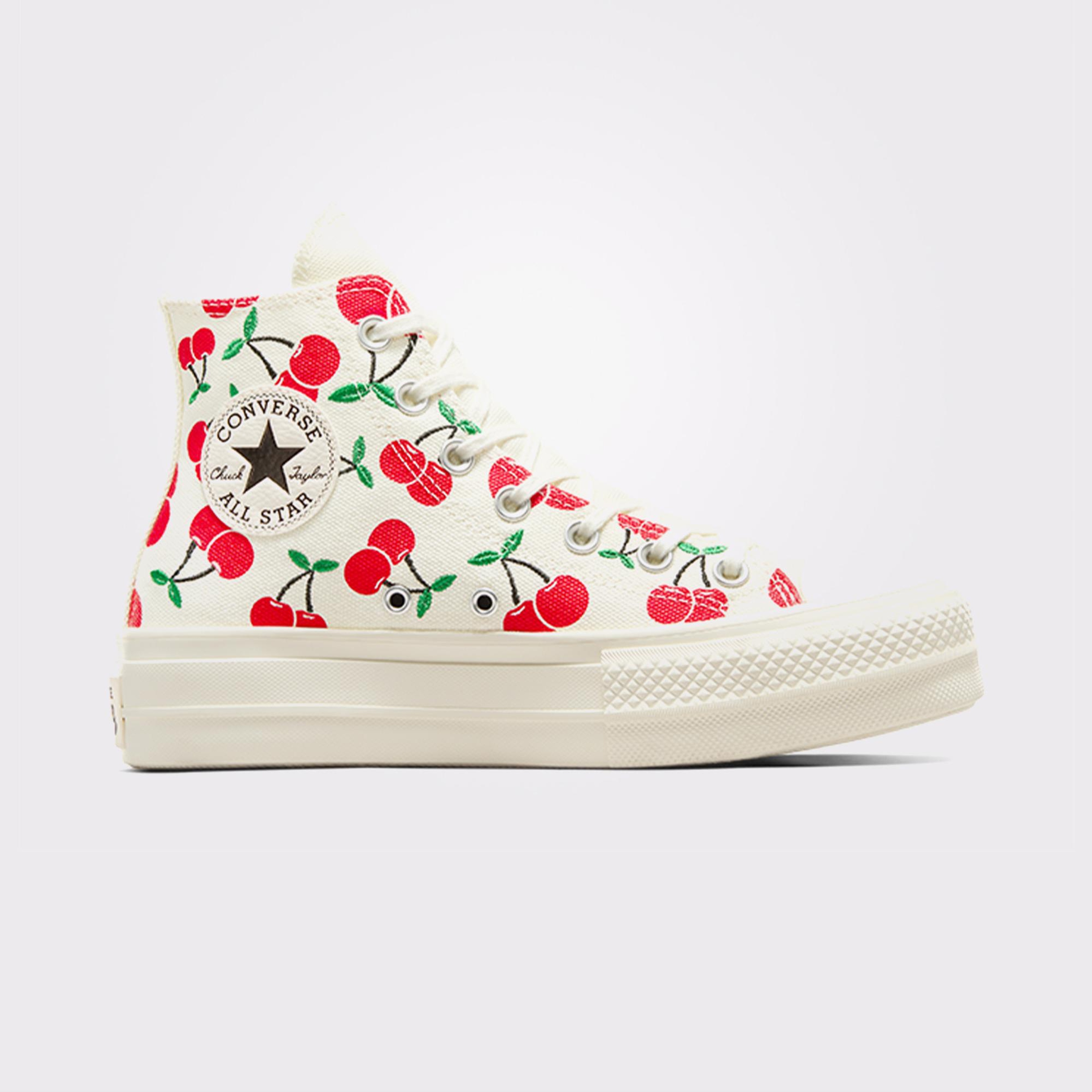 Converse Chuck Taylor All Star Lift Cherry Unisex Krem Platform Sneaker