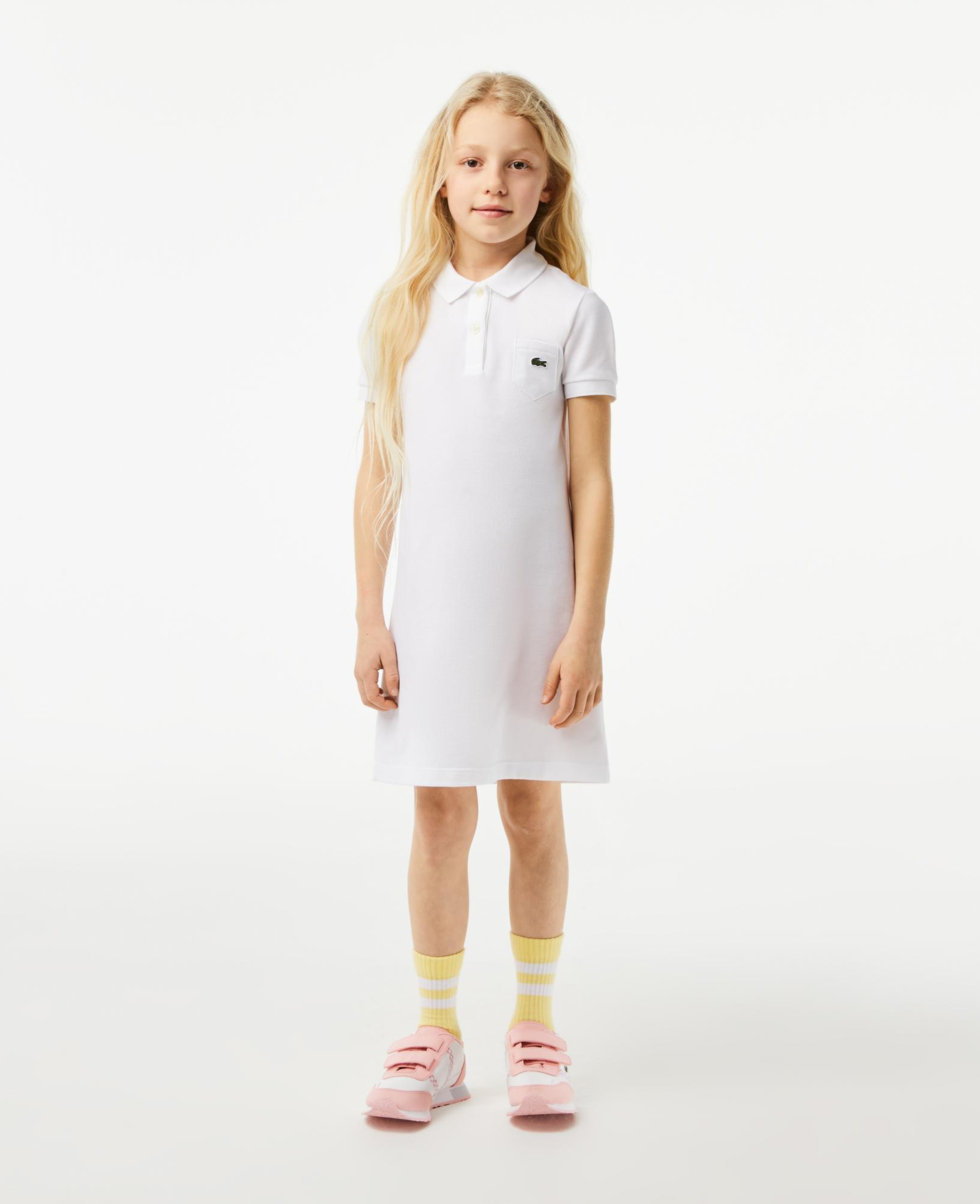 Lacoste Kız Çocuk Kısa Kollu Polo Yaka Beyaz Elbise