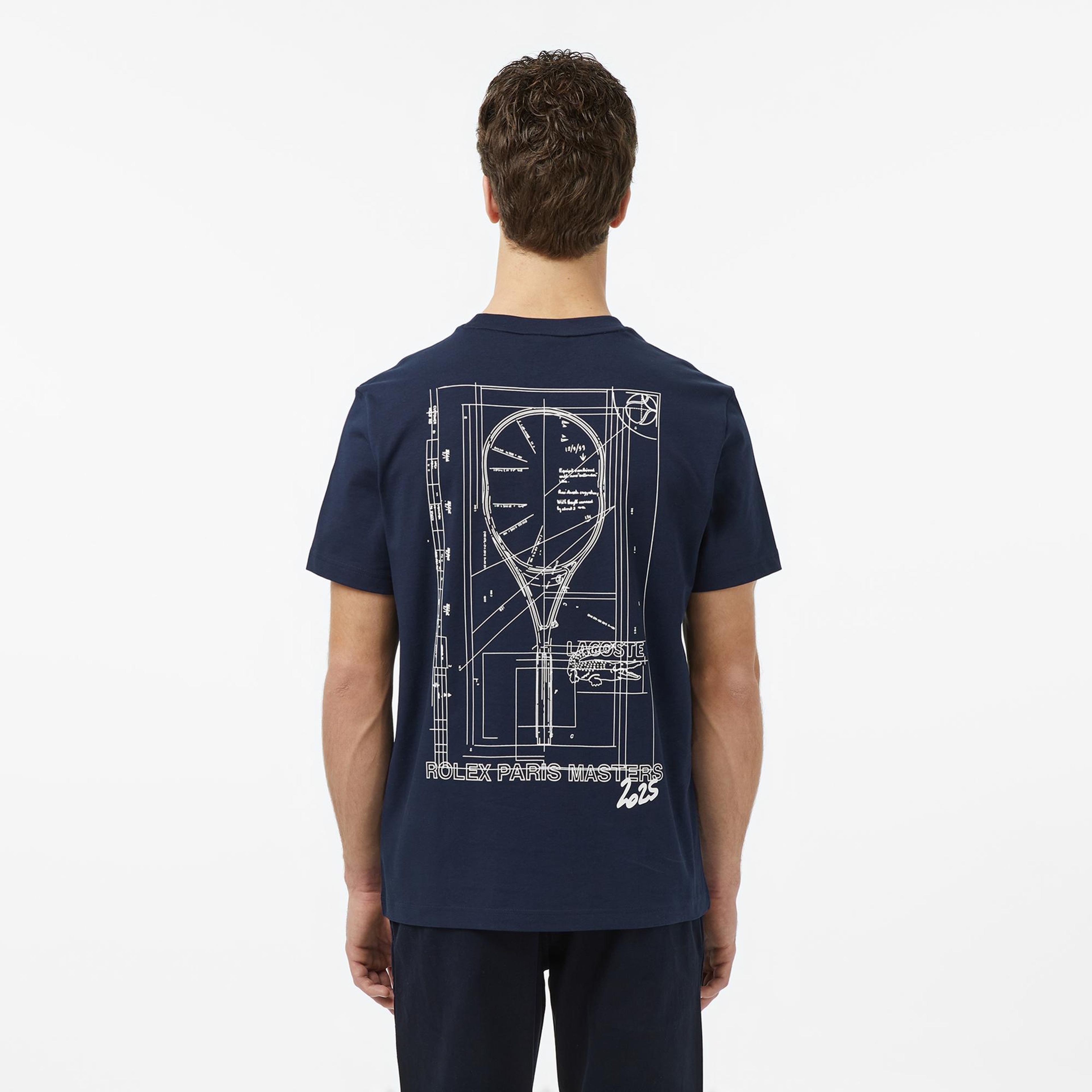 Lacoste x Rolex Paris Unisex Regular Fit Bisiklet Yaka Lacivert T-Shirt