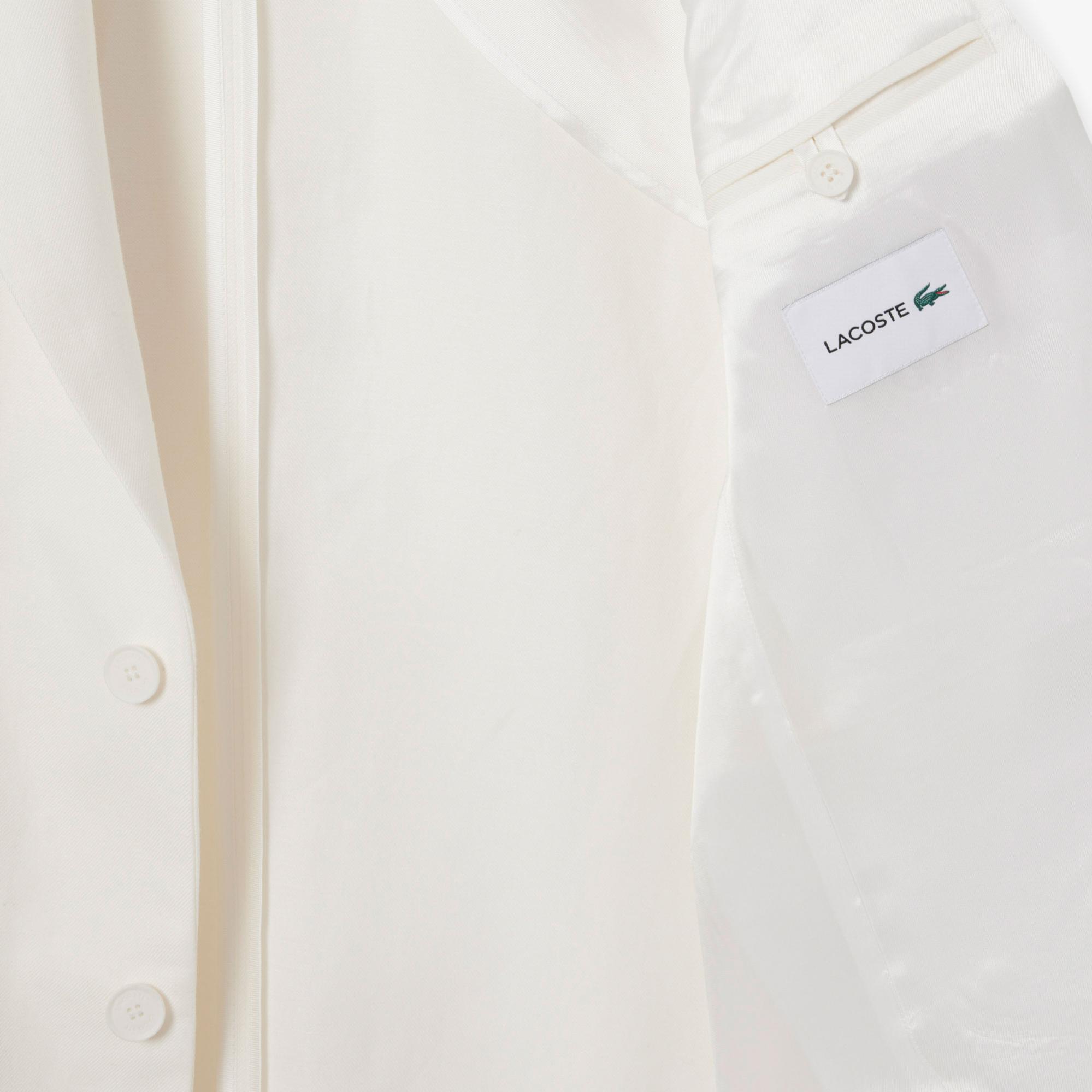 Lacoste Erkek Regular Fit Keten Beyaz Ceket