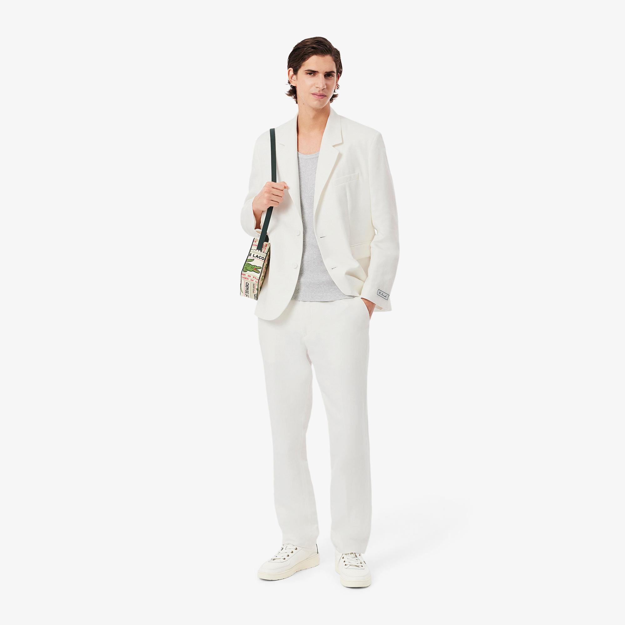 Lacoste Erkek Regular Fit Keten Beyaz Ceket