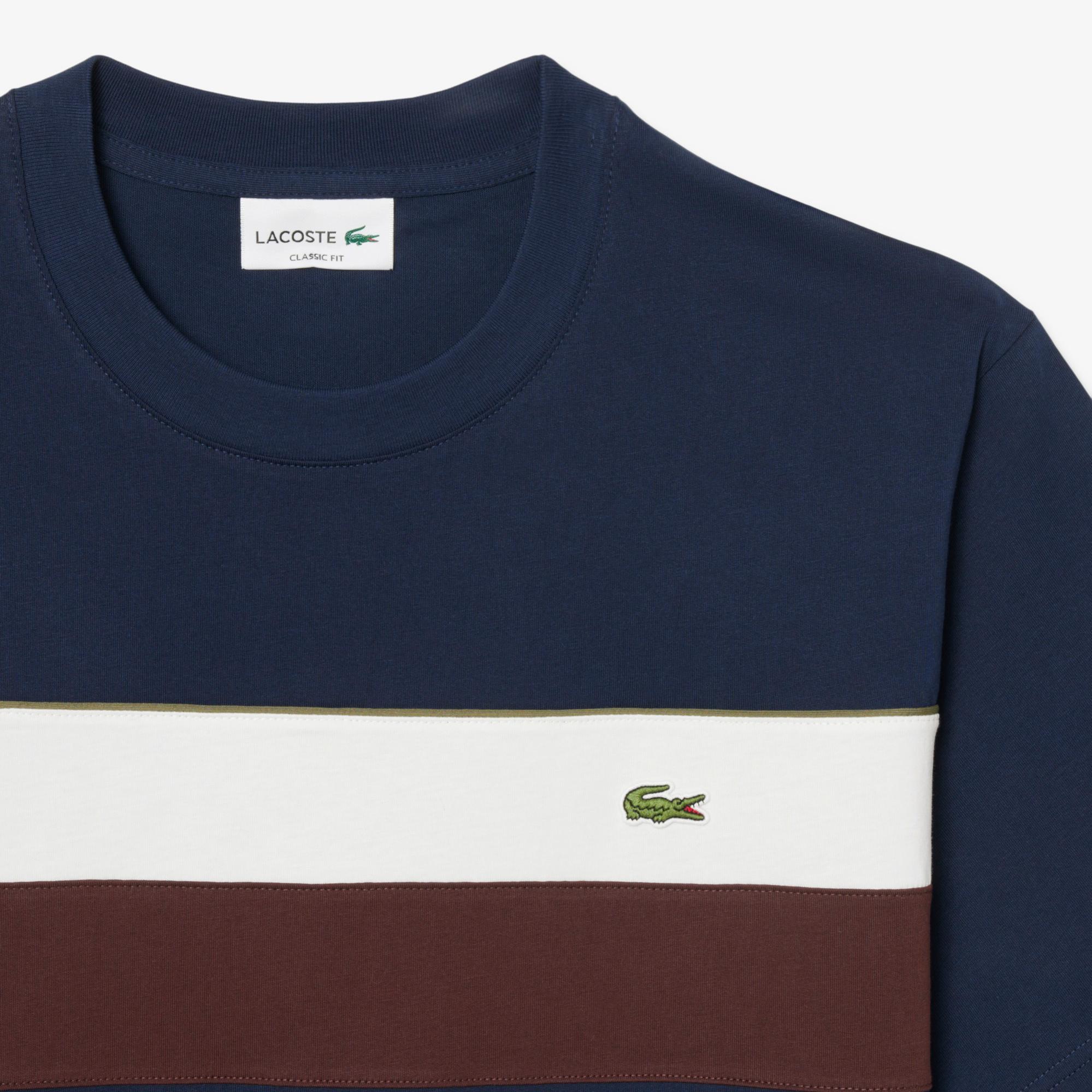 Lacoste Erkek Classic Fit Bisiklet Yaka Renk Bloklu Lacivert T-Shirt