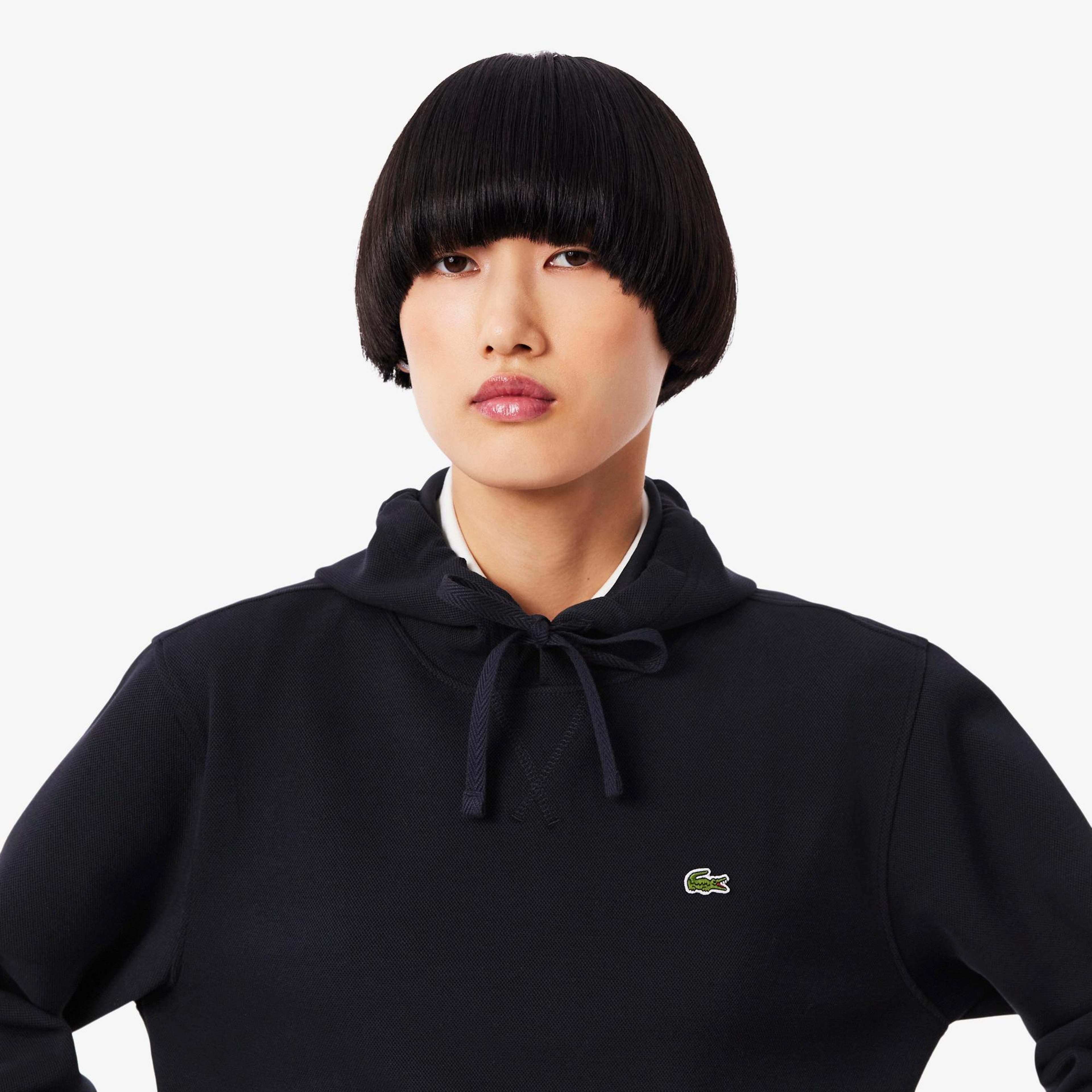 Lacoste Kadın Relaxed Fit Kapüşonlu Lacivert Sweatshirt