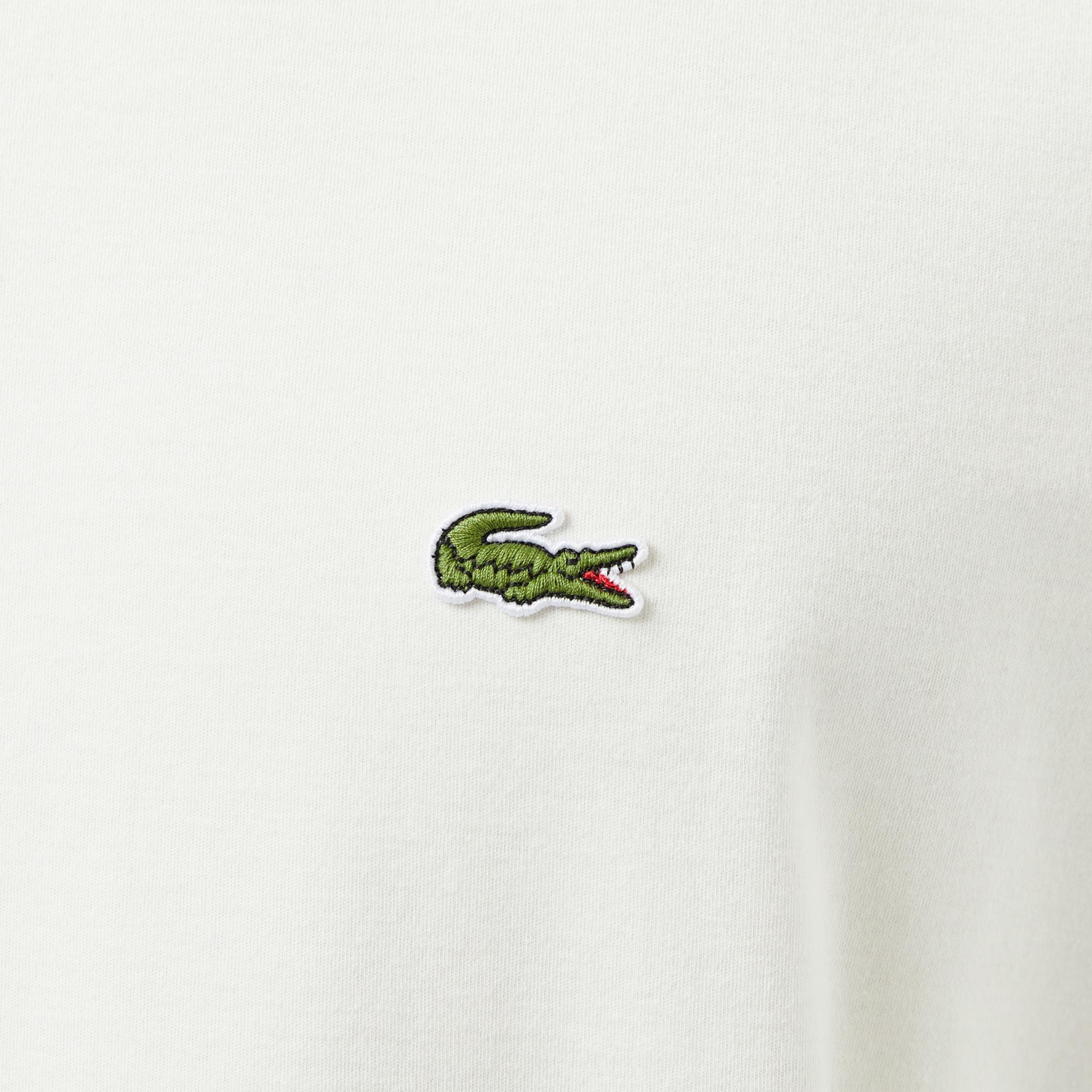 Lacoste Erkek Oversize Fit Bisiklet Yaka Baskılı Beyaz T-Shirt