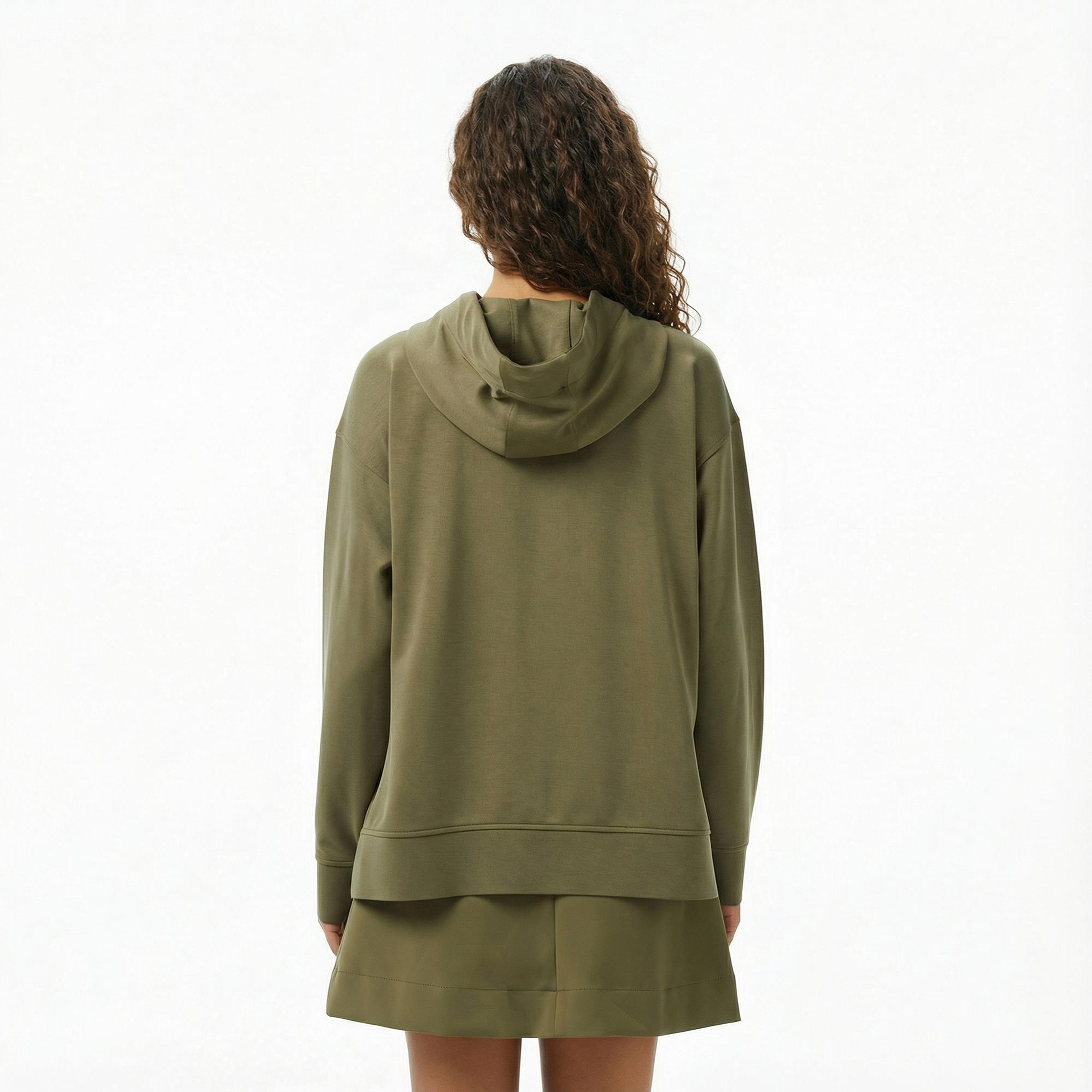 Lacoste Kadın Relaxed Fit Kapüşonlu Haki Sweatshirt