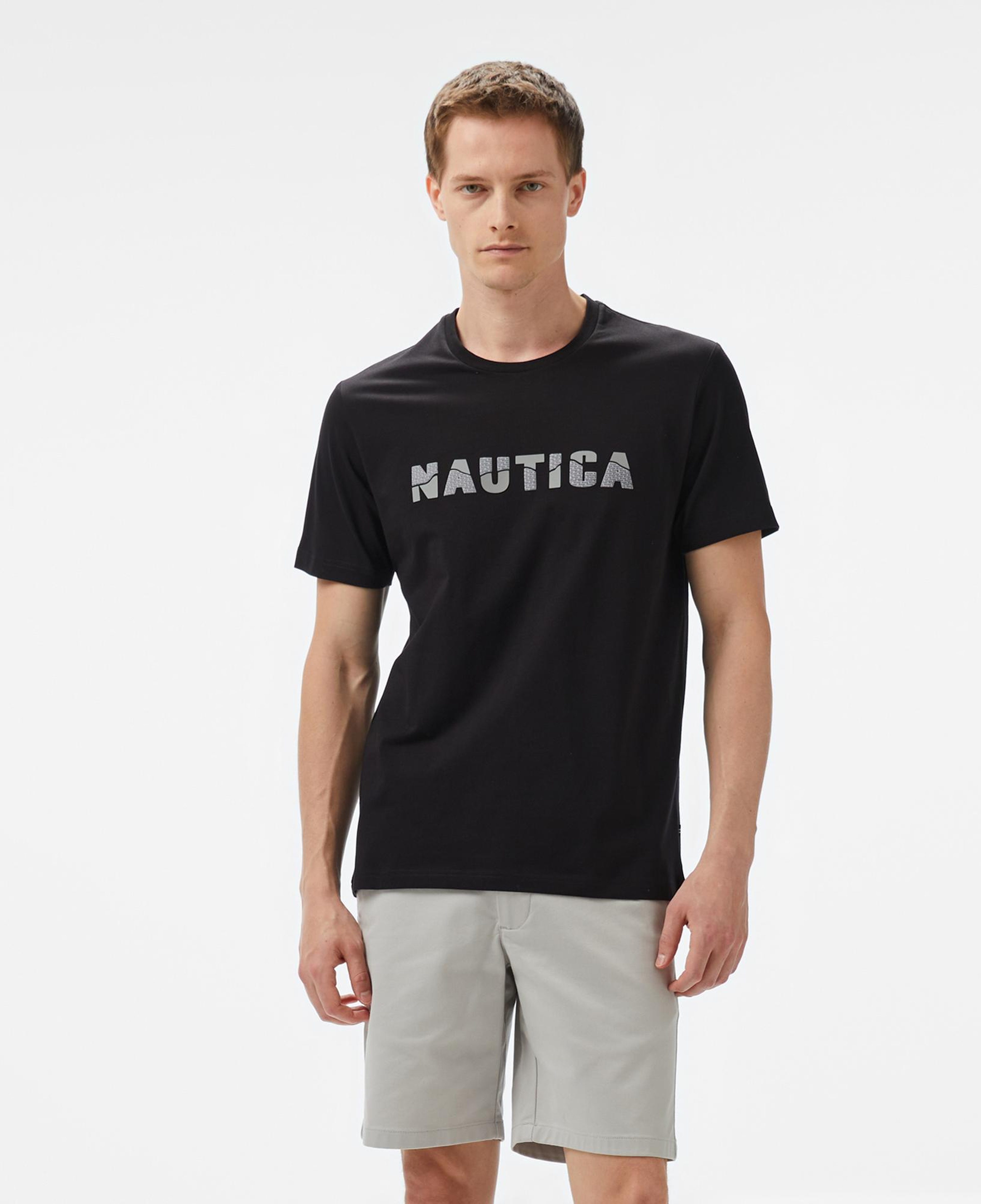 Nautica Erkek Siyah Regular Fit Baskılı T-Shirt