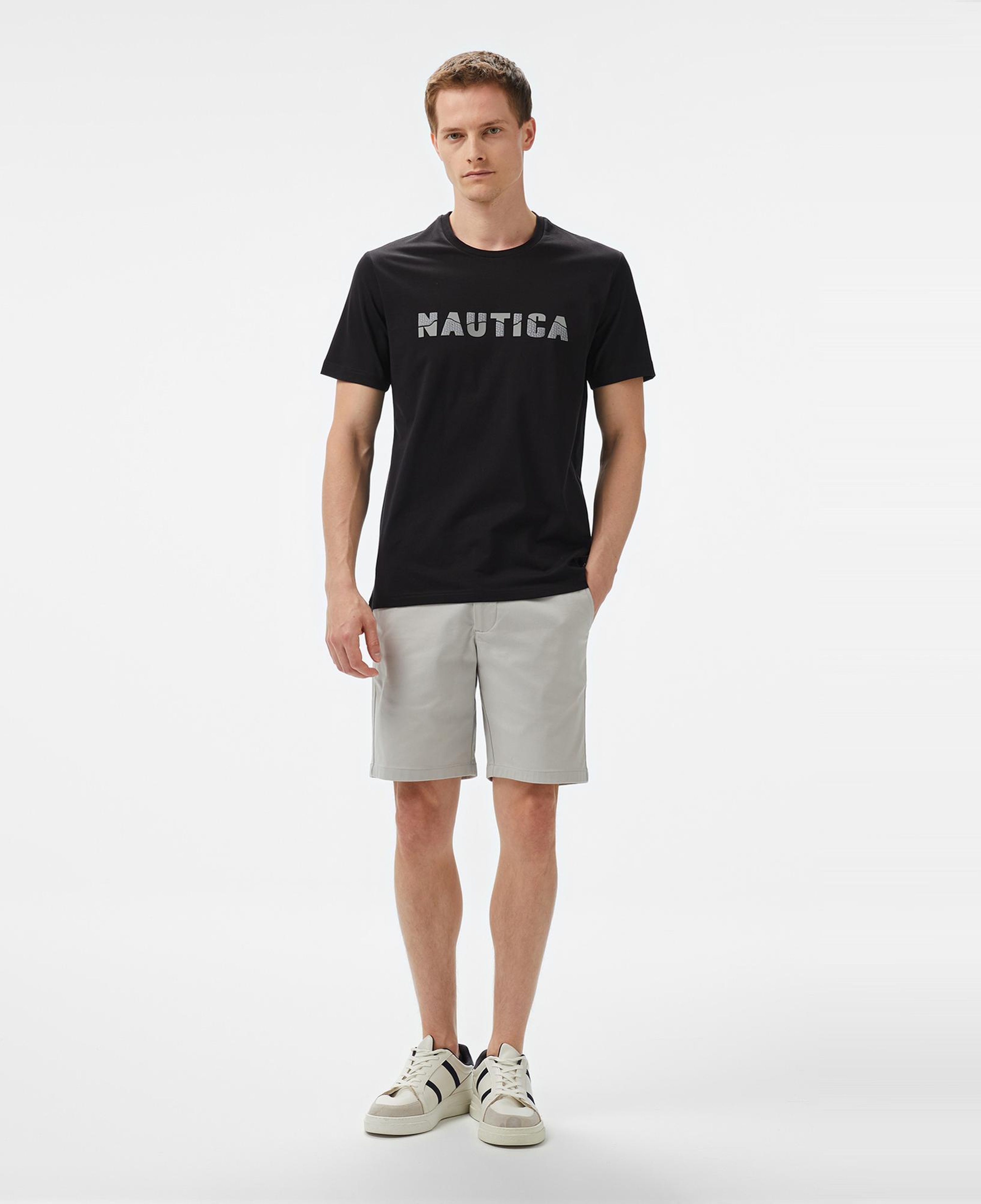 Nautica Erkek Siyah Regular Fit Baskılı T-Shirt