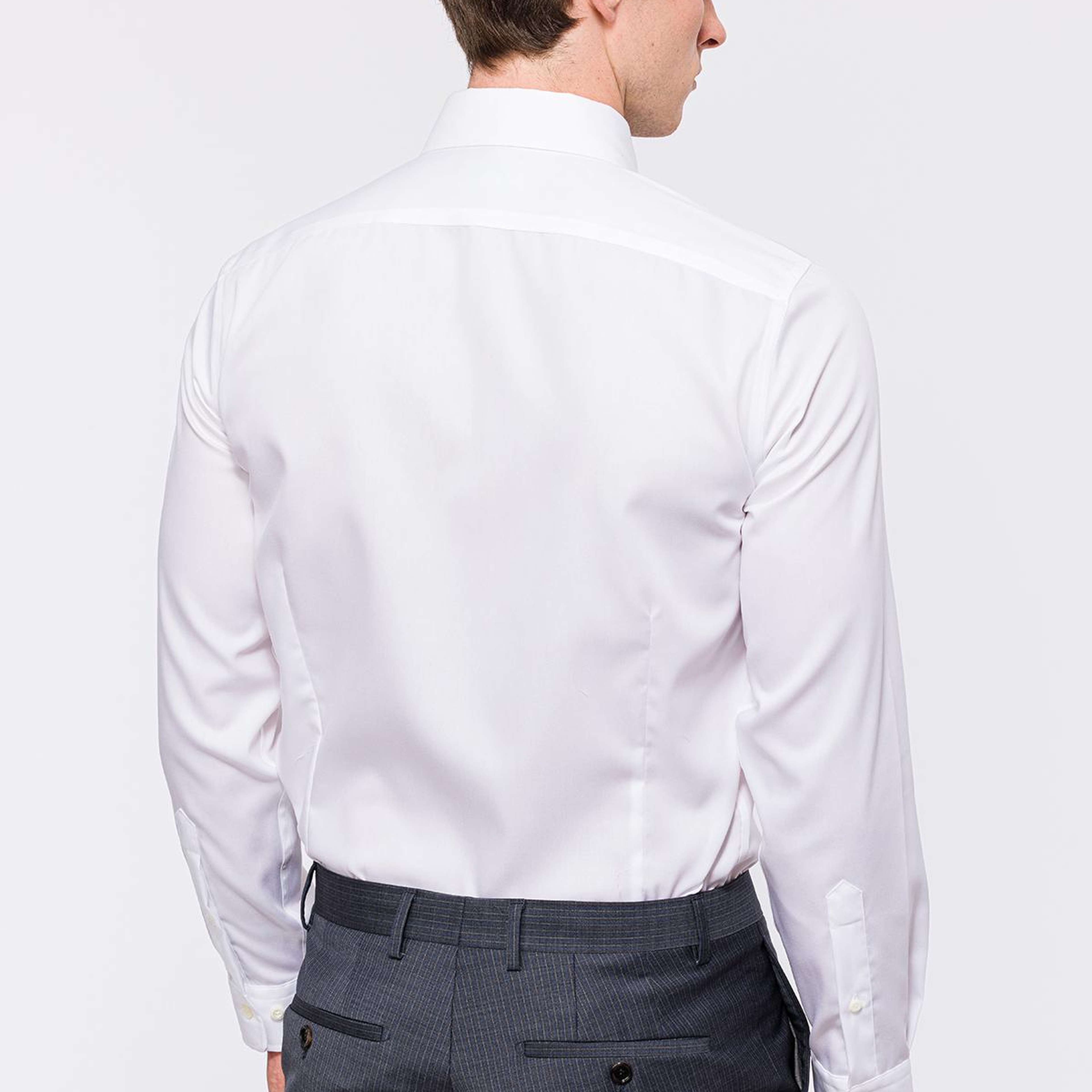 Erkek Beyaz Cooper Fit Düğmeli Yaka Non-Iron Spor Gömlek