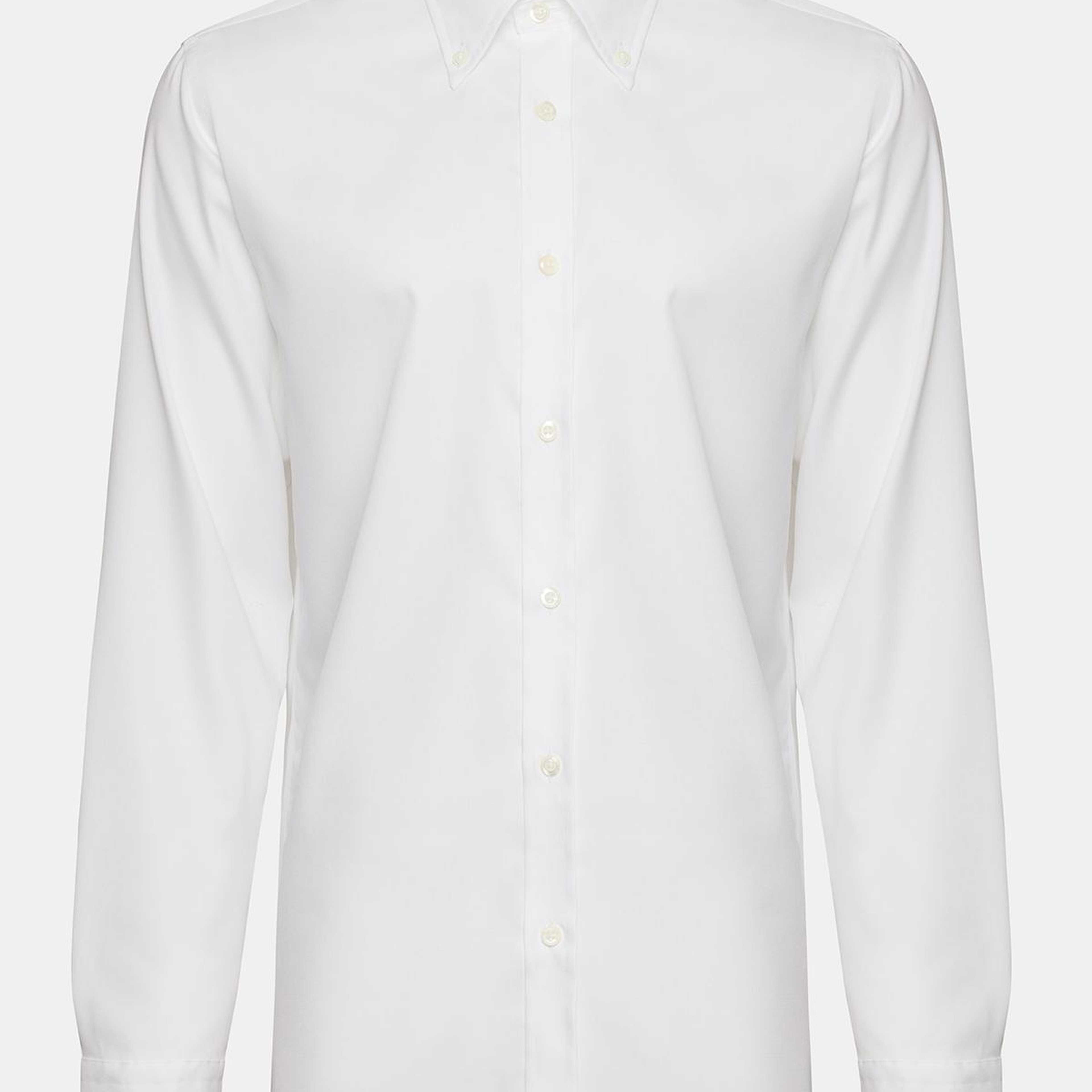 Erkek Beyaz Cooper Fit Düğmeli Yaka Non-Iron Spor Gömlek