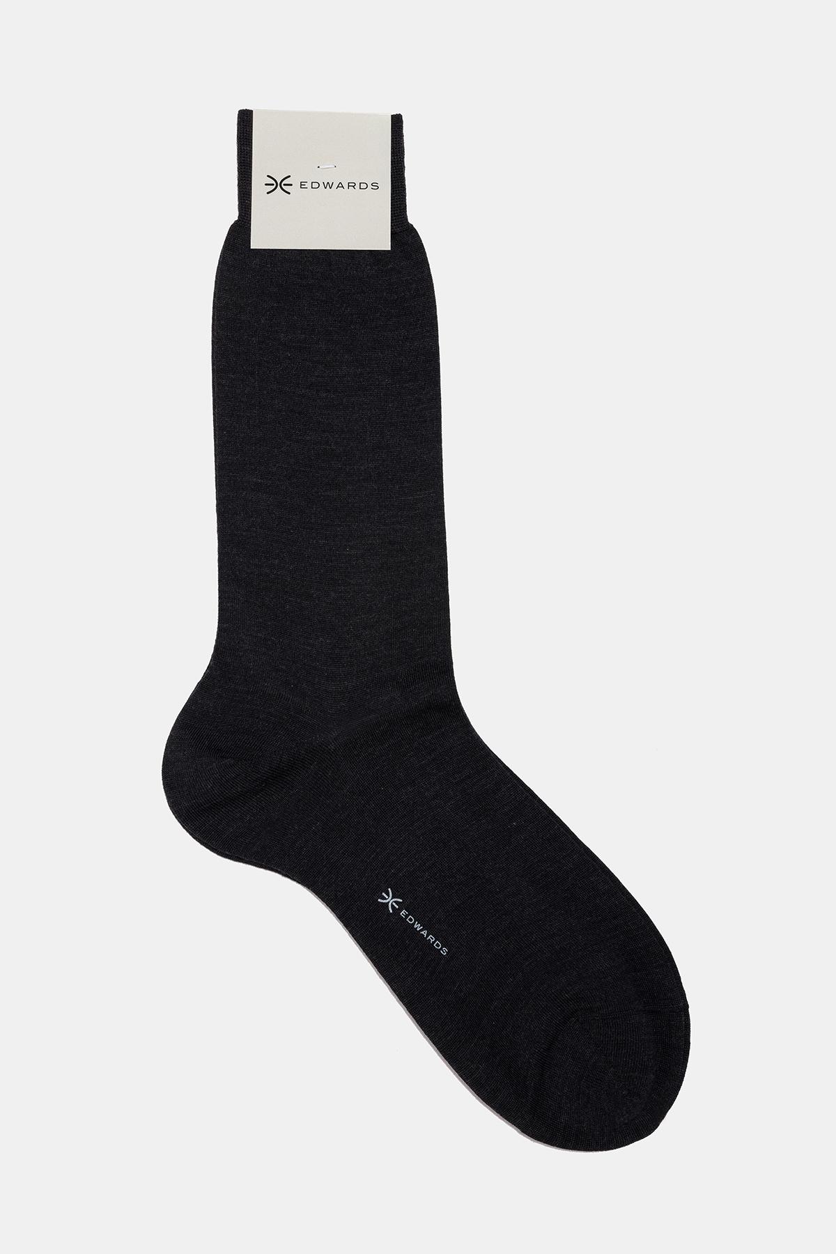 Erkek Gri Yün Kısa Çorap