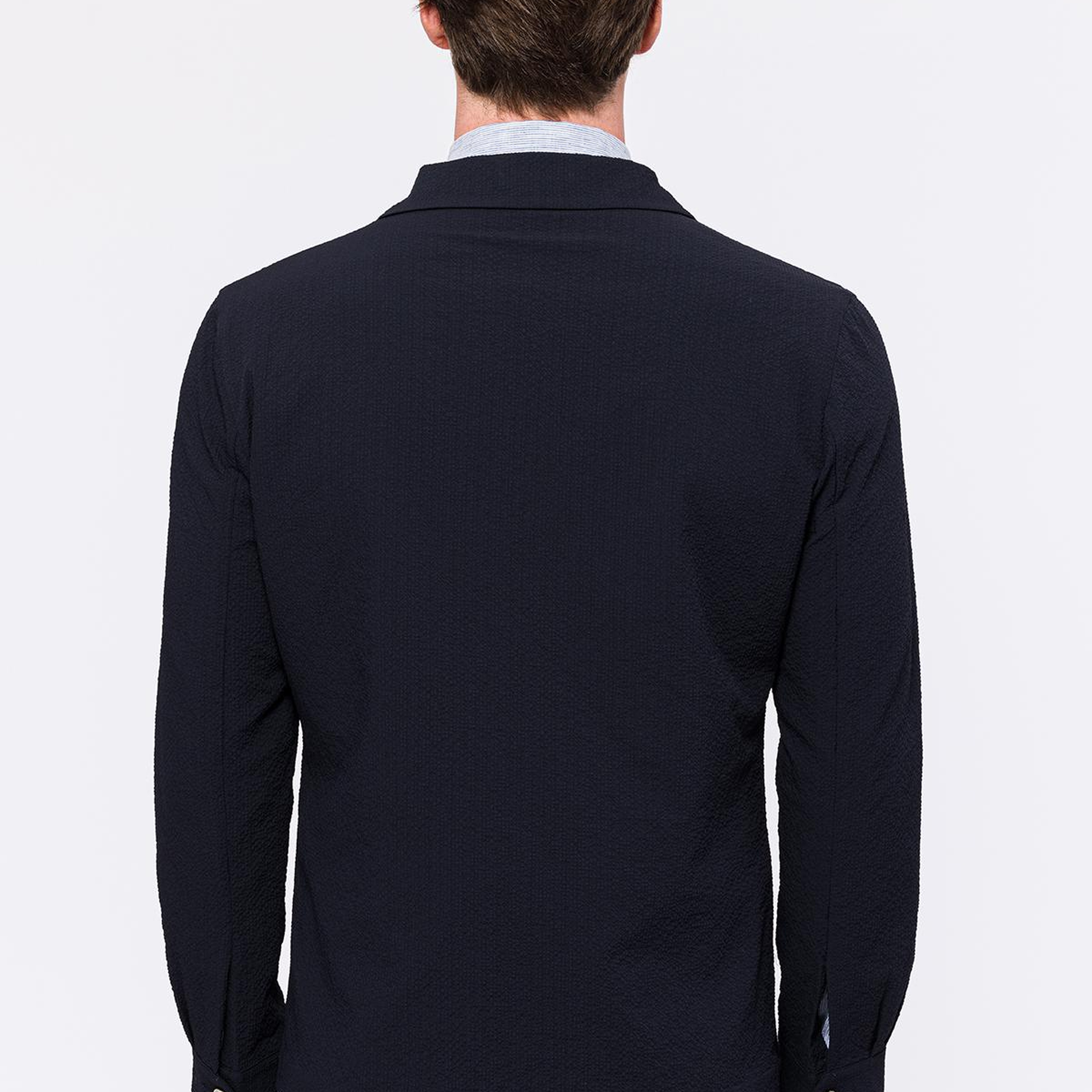 Erkek Lacivert Seersucker Casual Ceket