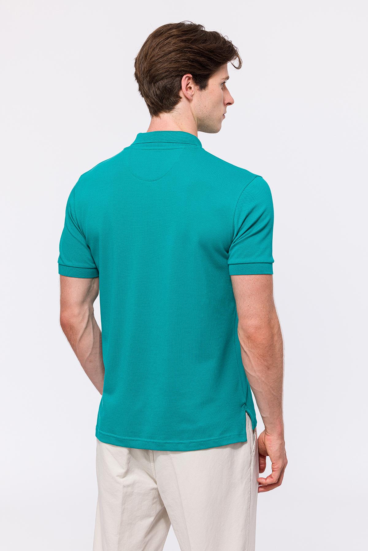 Erkek Petrol Kısa Kollu Polo Yaka T-Shirt