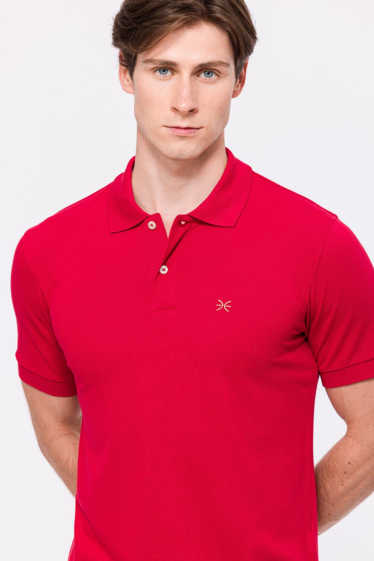 Erkek Kırmızı Kısa Kollu Polo Yaka T-Shirt