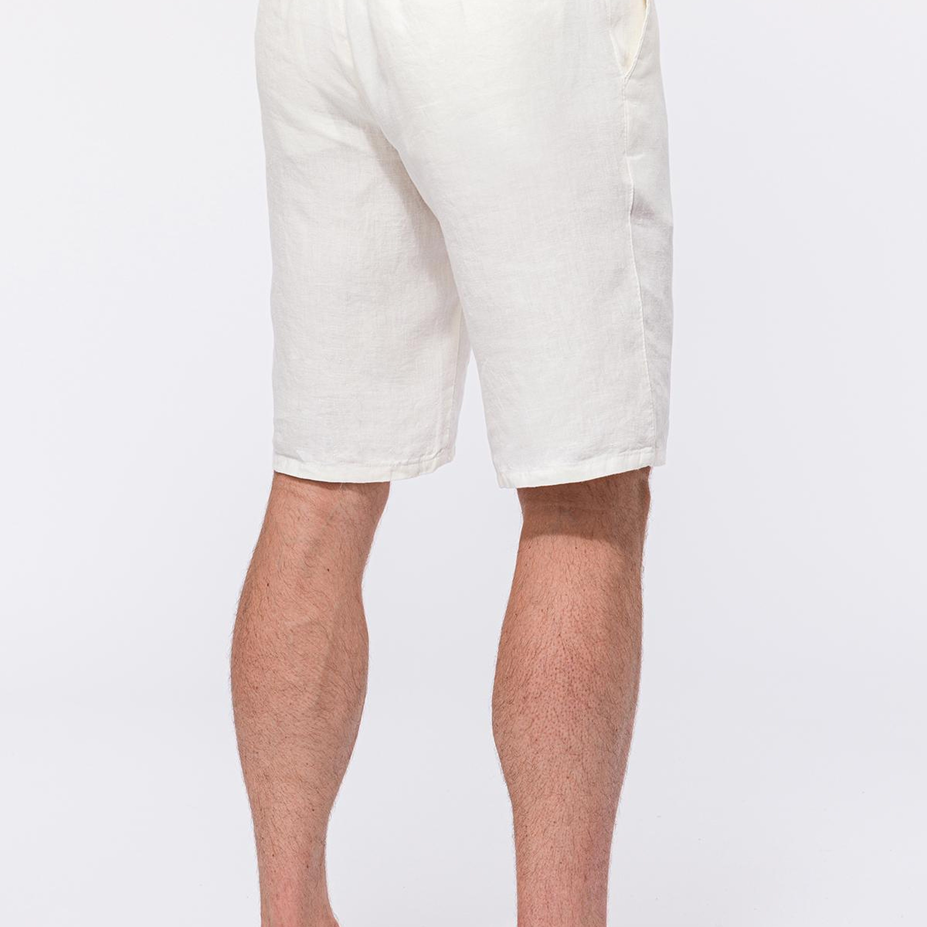 Erkek Beyaz Keten Chino Şort