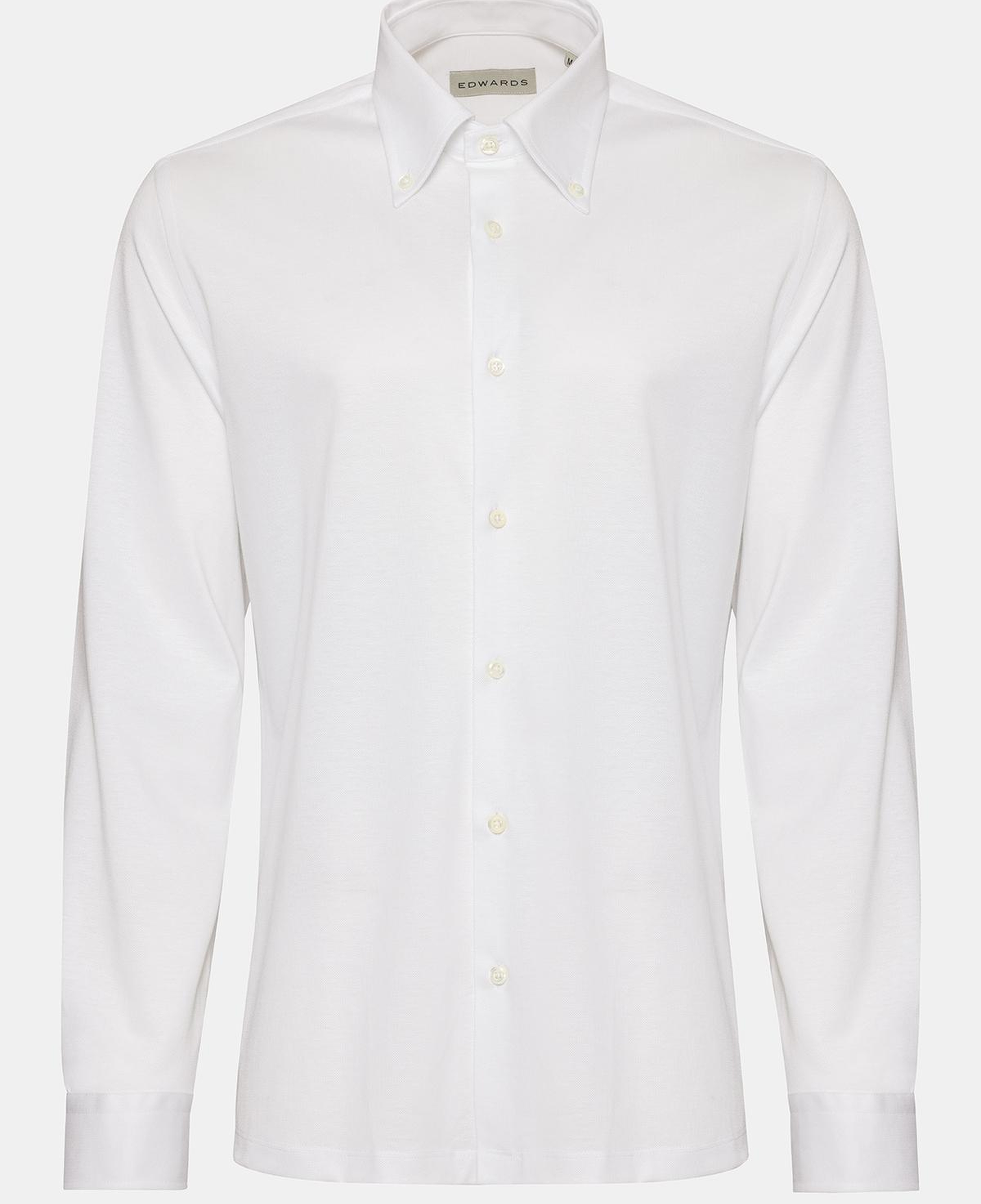 Erkek Beyaz Cooper Fit Düğmeli Yaka Pike Gömlek