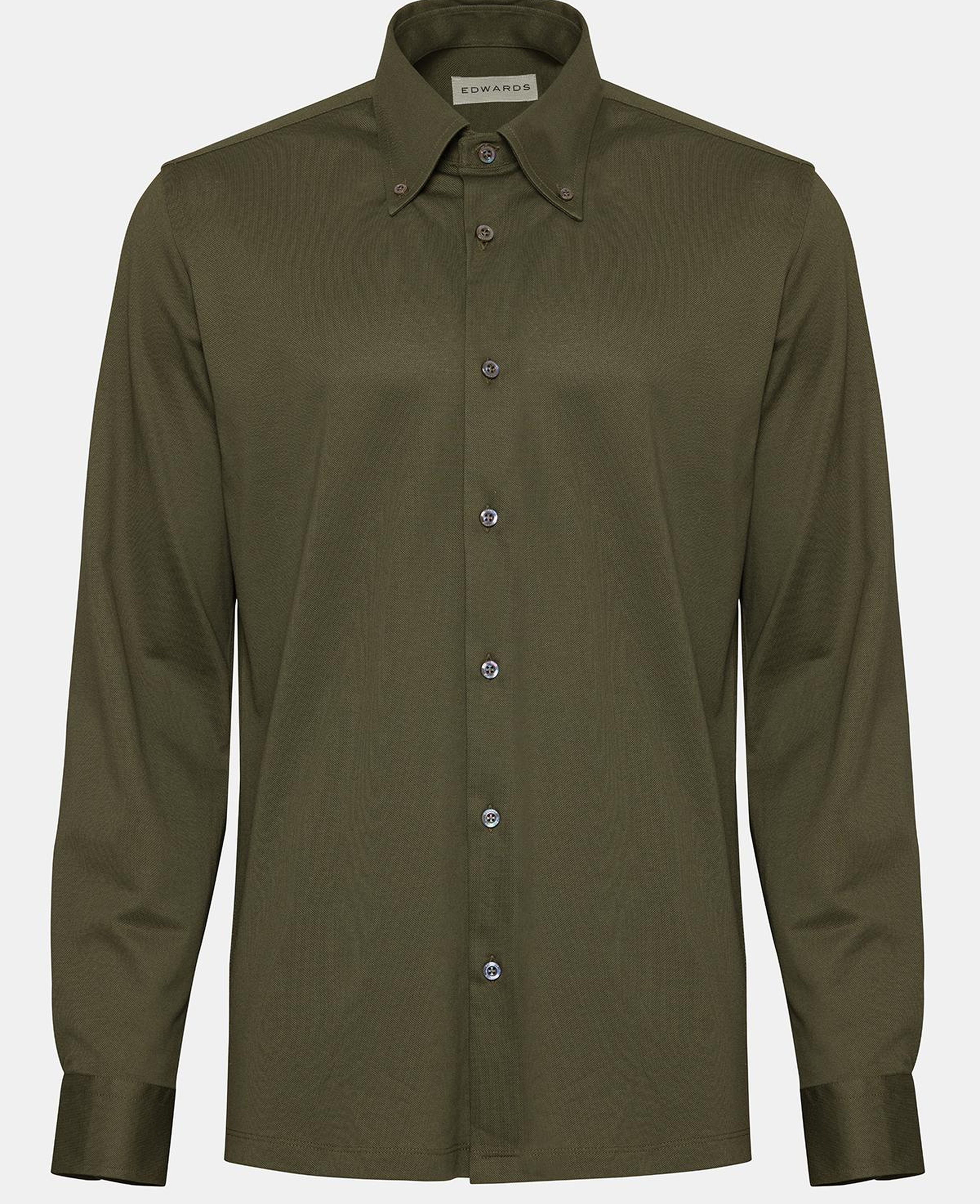 Erkek Yeşil Cooper Fit Düğmeli Yaka Pike Gömlek