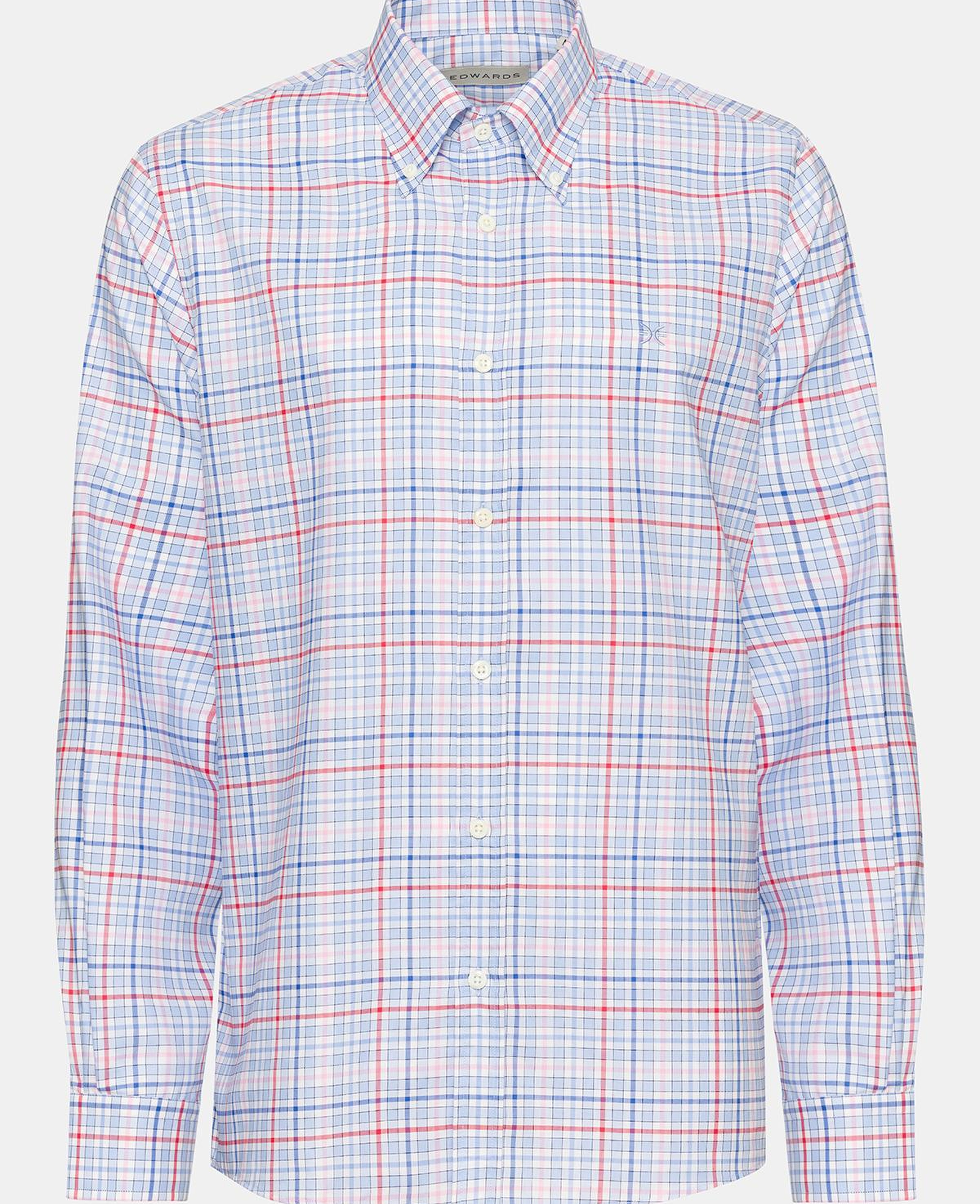 Erkek Bordo Cooper Fit Düğmeli Yaka Ekoseli Oxford Spor Gömlek