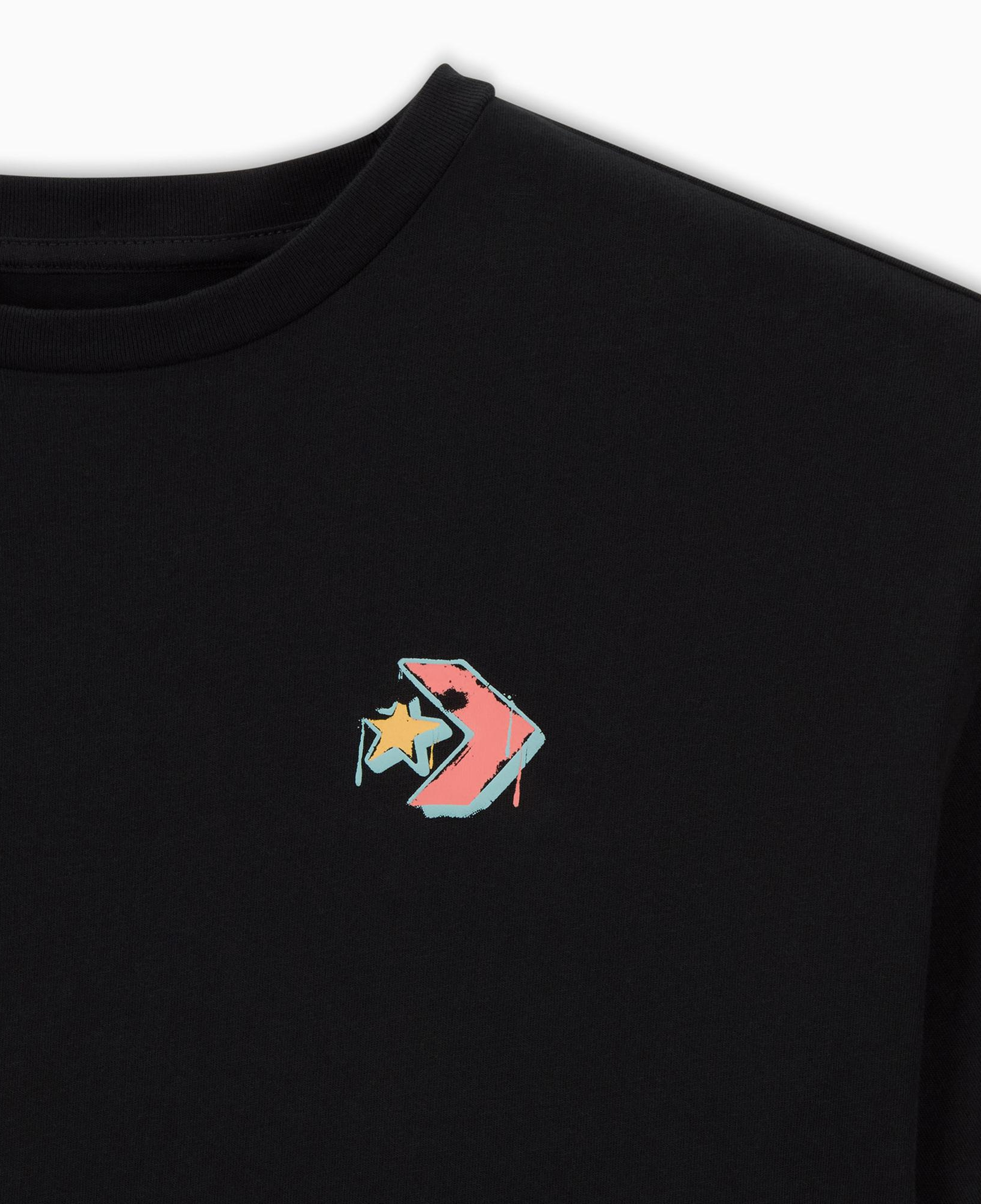 Converse Kadın Oversized Fit Grafik Baskılı Siyah T-Shirt