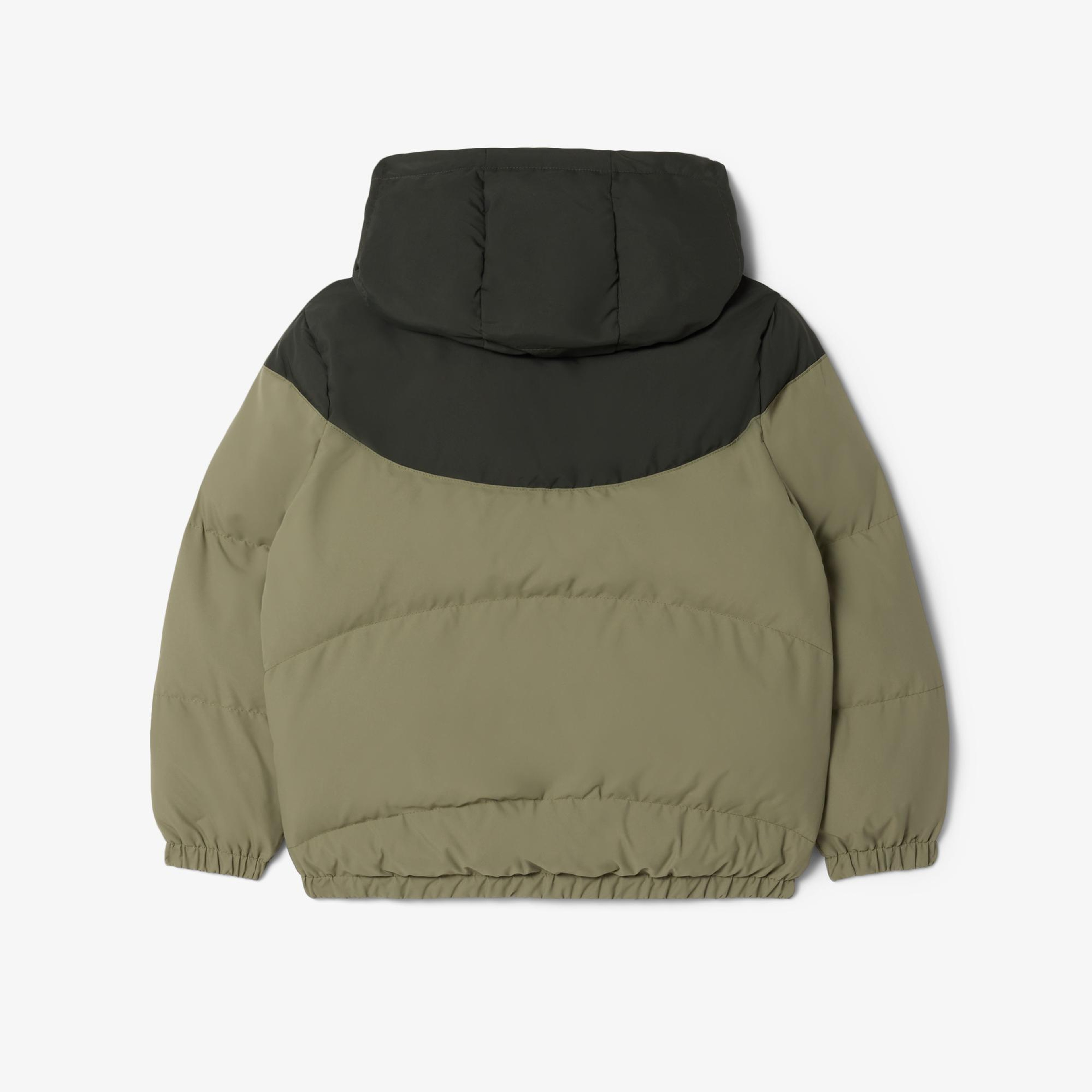 Lacoste Çocuk Kapüşonlu Renk Bloklu Haki Mont