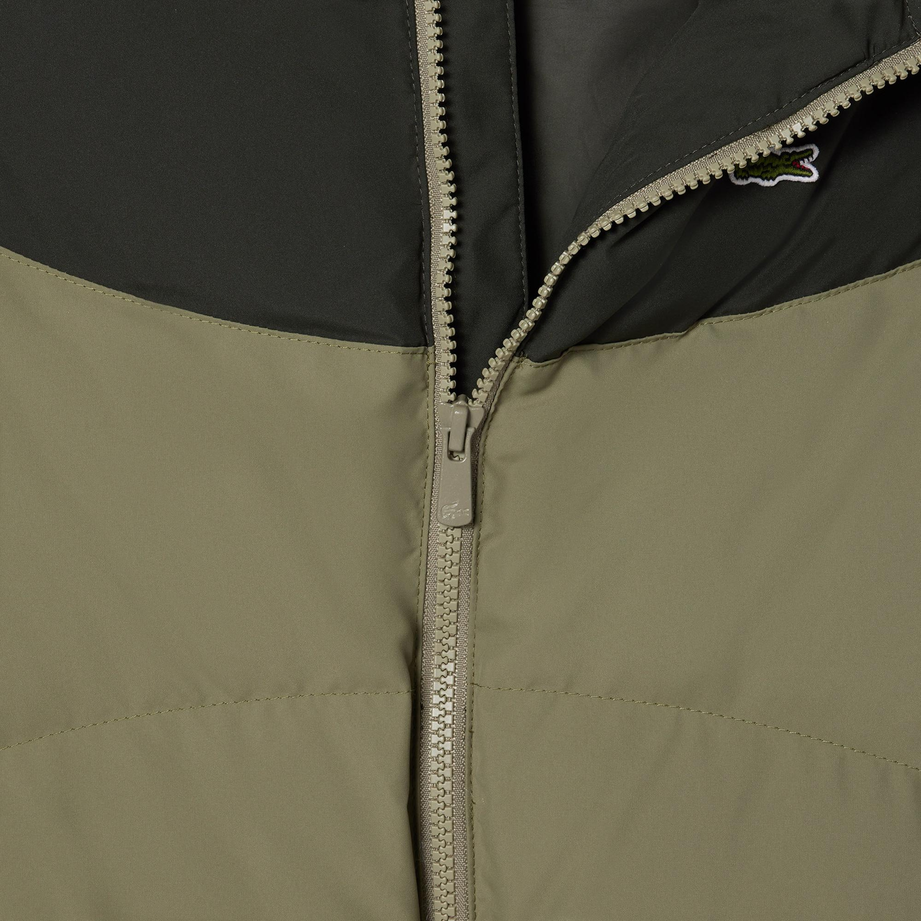 Lacoste Çocuk Kapüşonlu Renk Bloklu Haki Mont